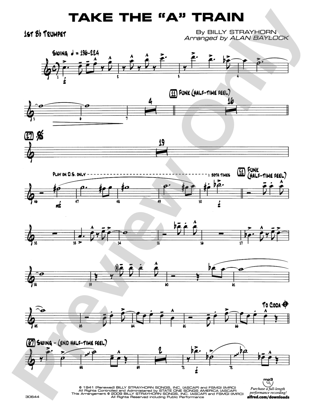 Take the "A" Train: 1st B-flat Trumpet