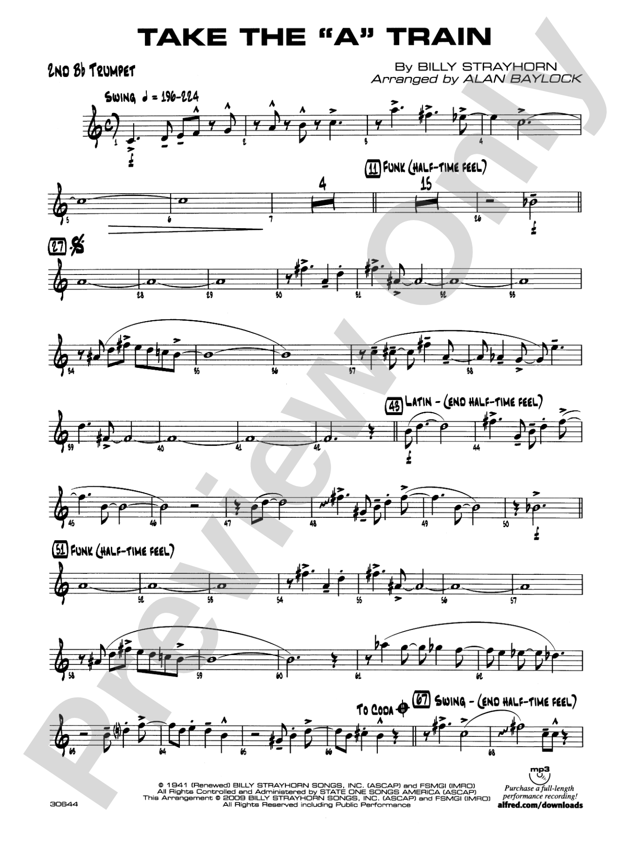 Take the "A" Train: 2nd B-flat Trumpet