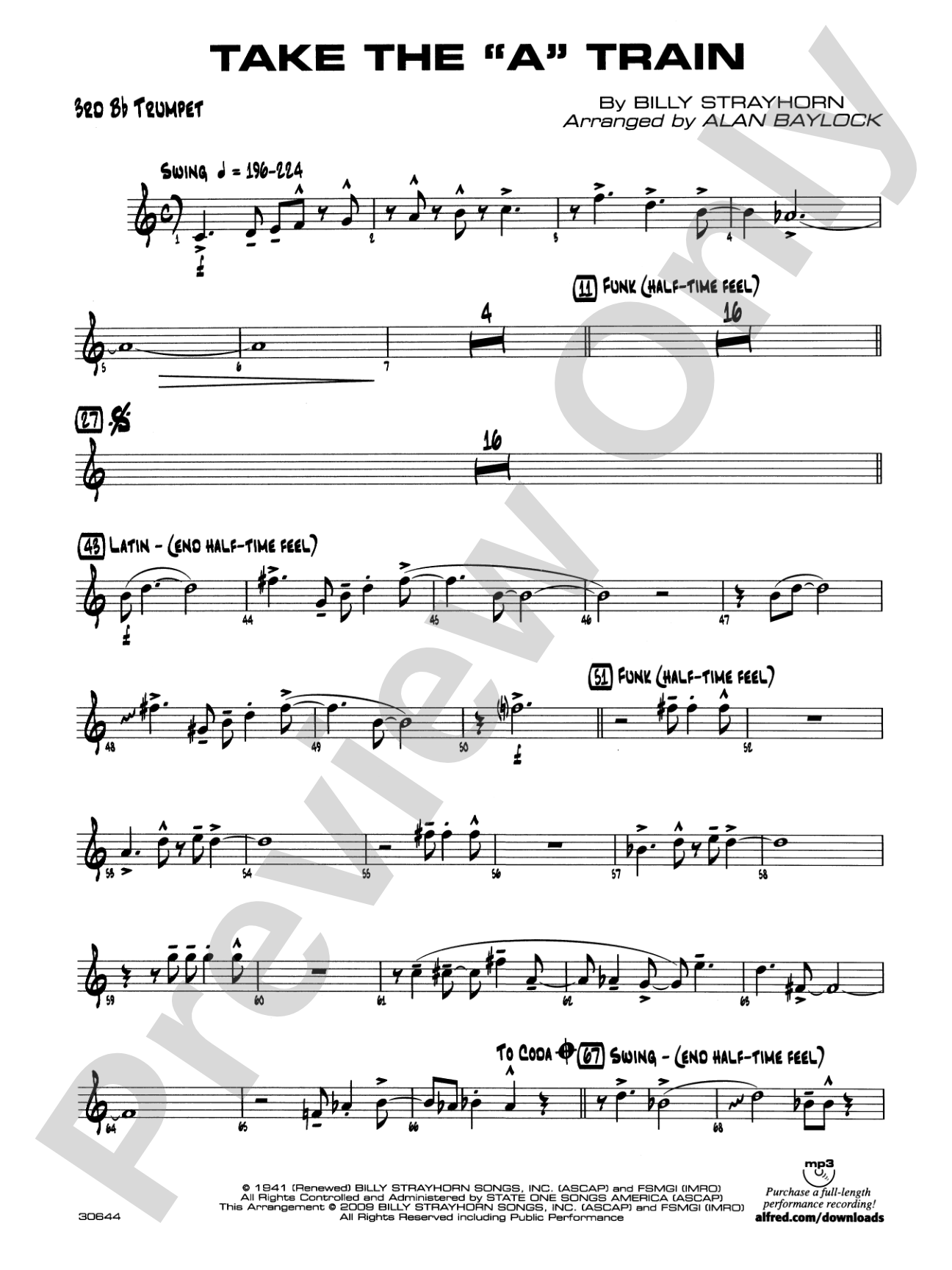 Take the "A" Train: 3rd B-flat Trumpet