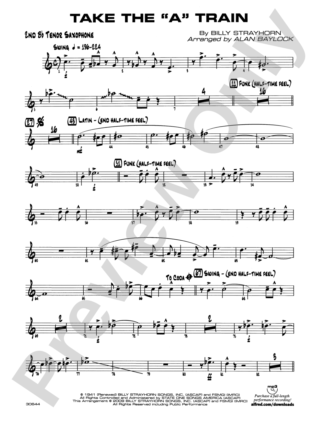 Take the "A" Train: 2nd B-flat Tenor Saxophone