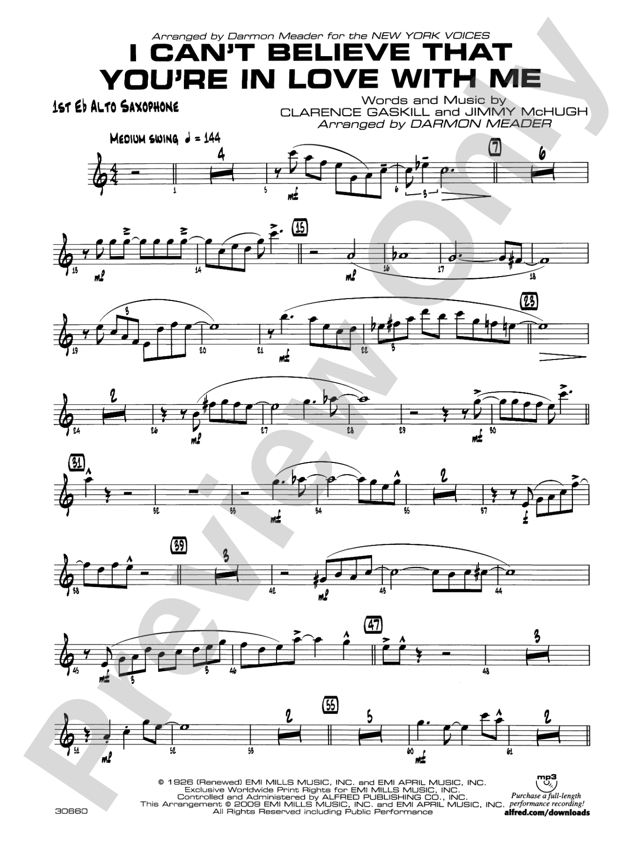 I Can't Believe That You're in Love with Me: E-flat Alto Saxophone