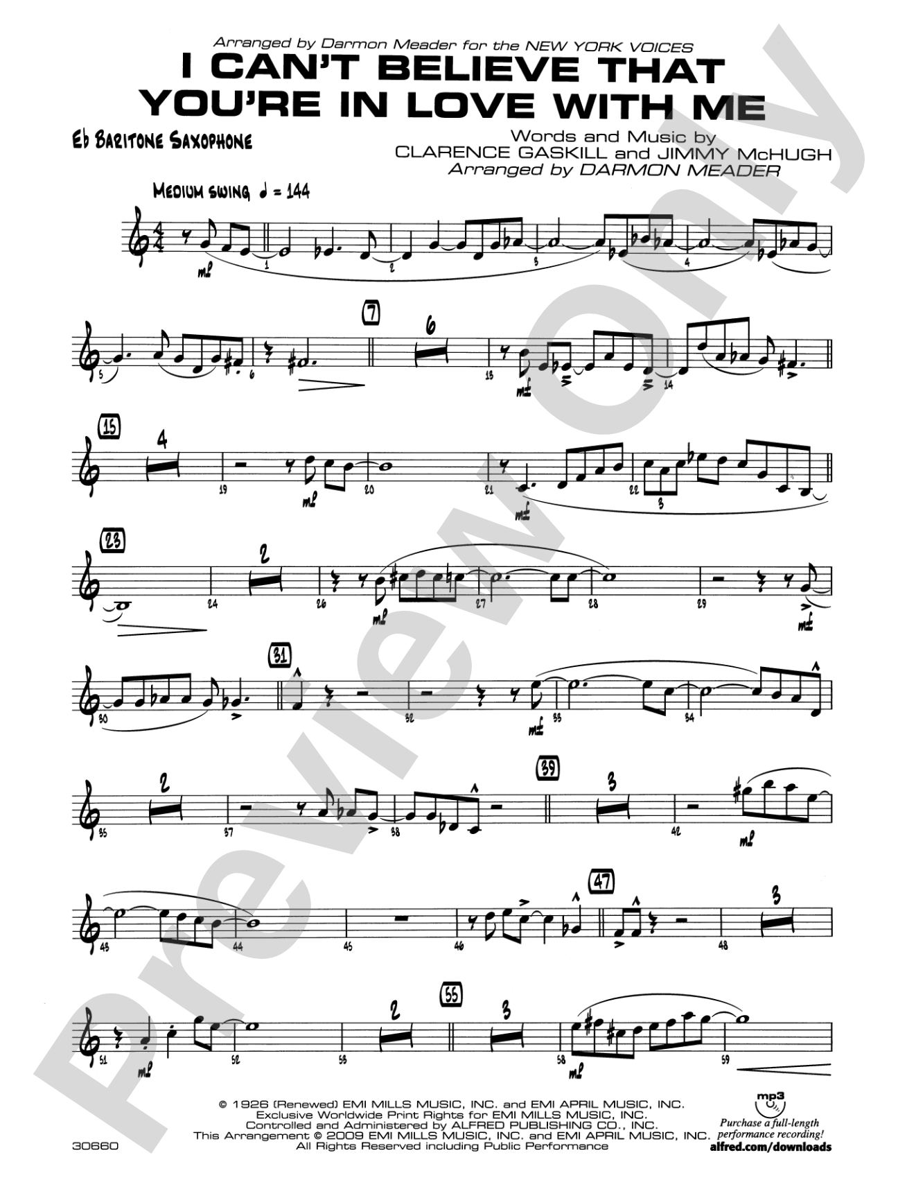 I Can't Believe That You're in Love with Me: E-flat Baritone Saxophone