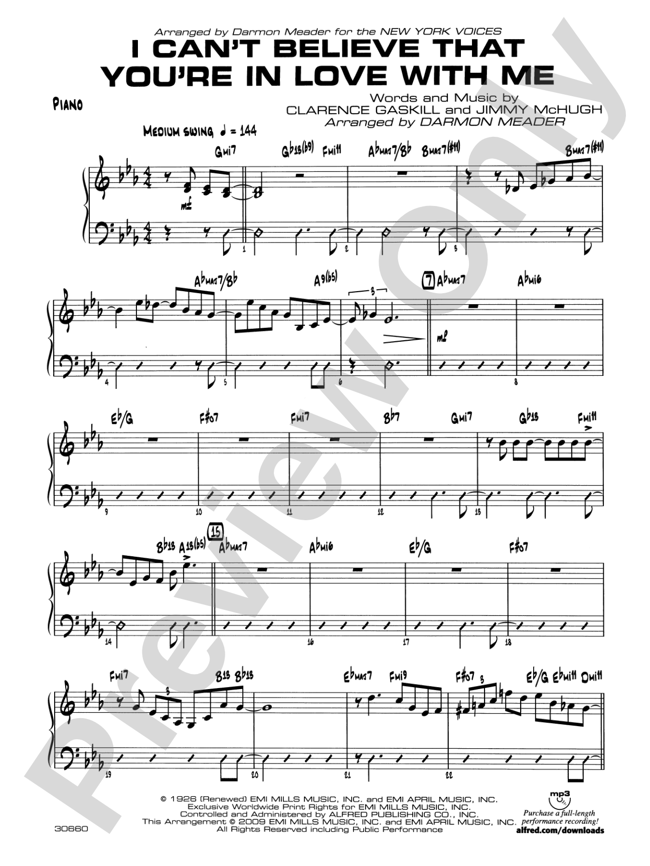 I Can't Believe That You're in Love with Me: Piano Accompaniment