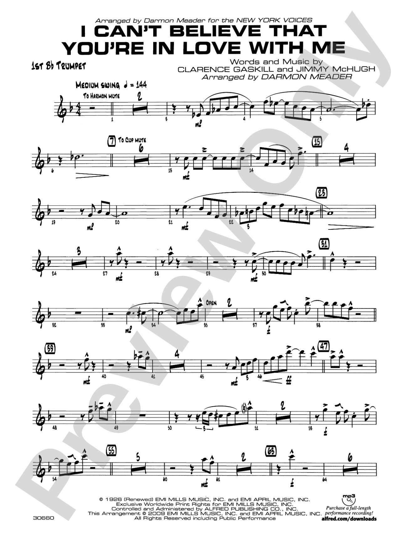 I Can't Believe That You're in Love with Me: 1st B-flat Trumpet