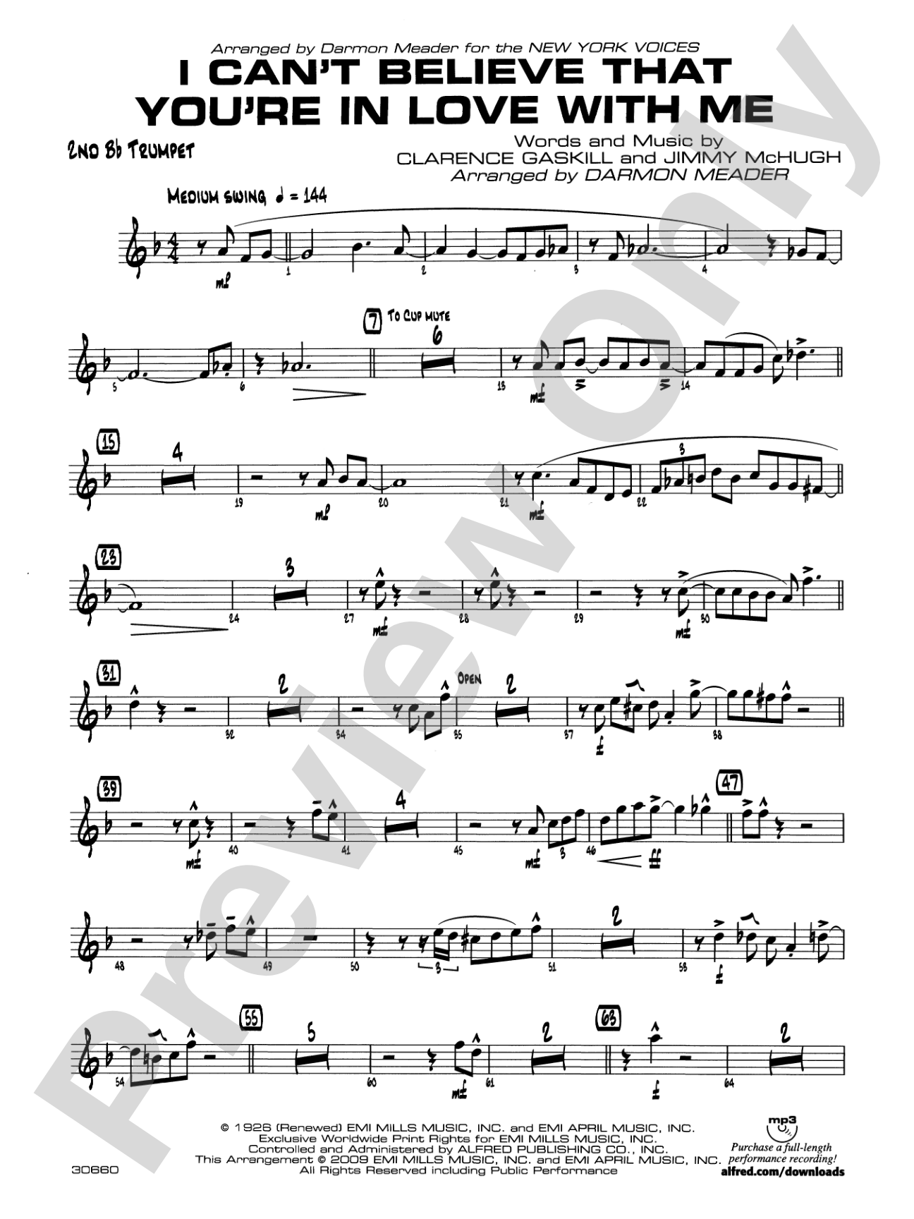 I Can't Believe That You're in Love with Me: 2nd B-flat Trumpet