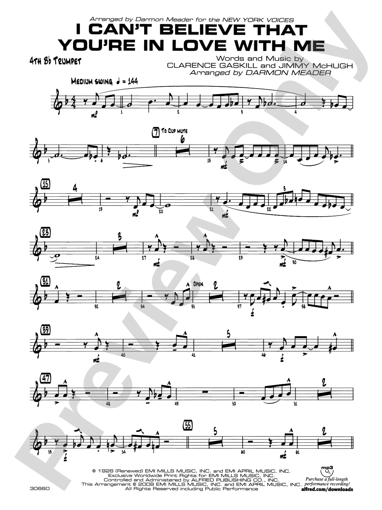I Can't Believe That You're in Love with Me: 4th B-flat Trumpet