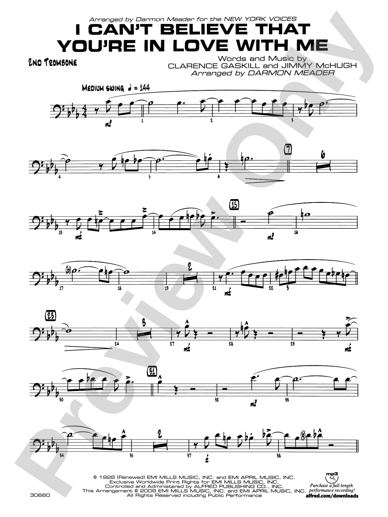 I Can't Believe That You're in Love with Me: 2nd Trombone