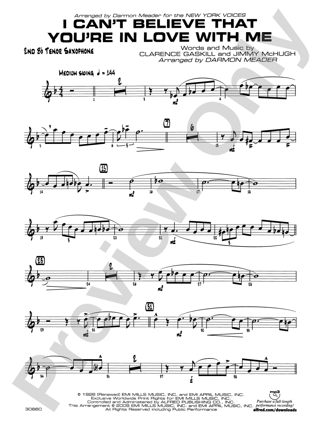 I Can't Believe That You're in Love with Me: 2nd B-flat Tenor Saxophone
