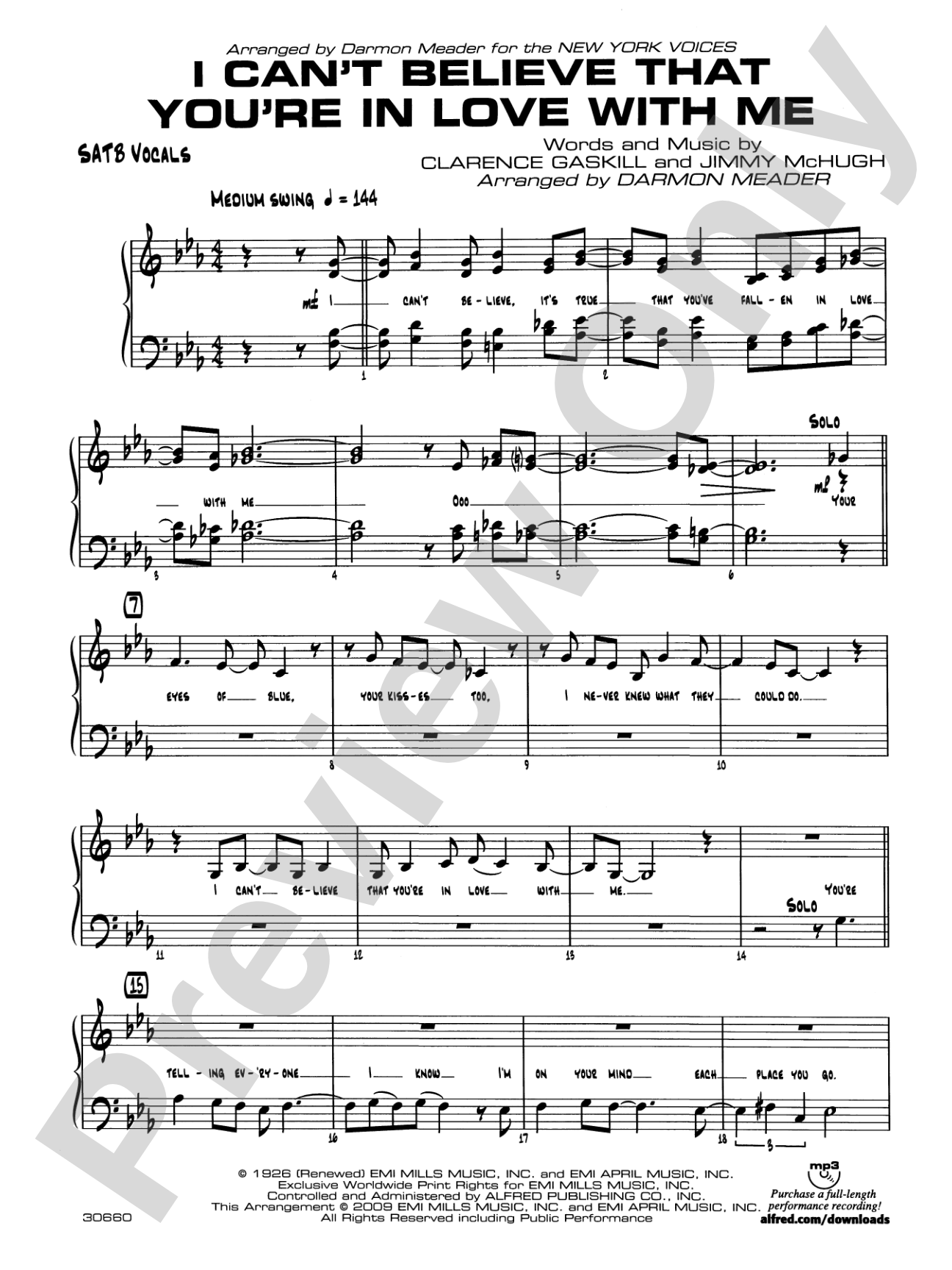 I Can't Believe That You're in Love with Me: Vocal Quartet