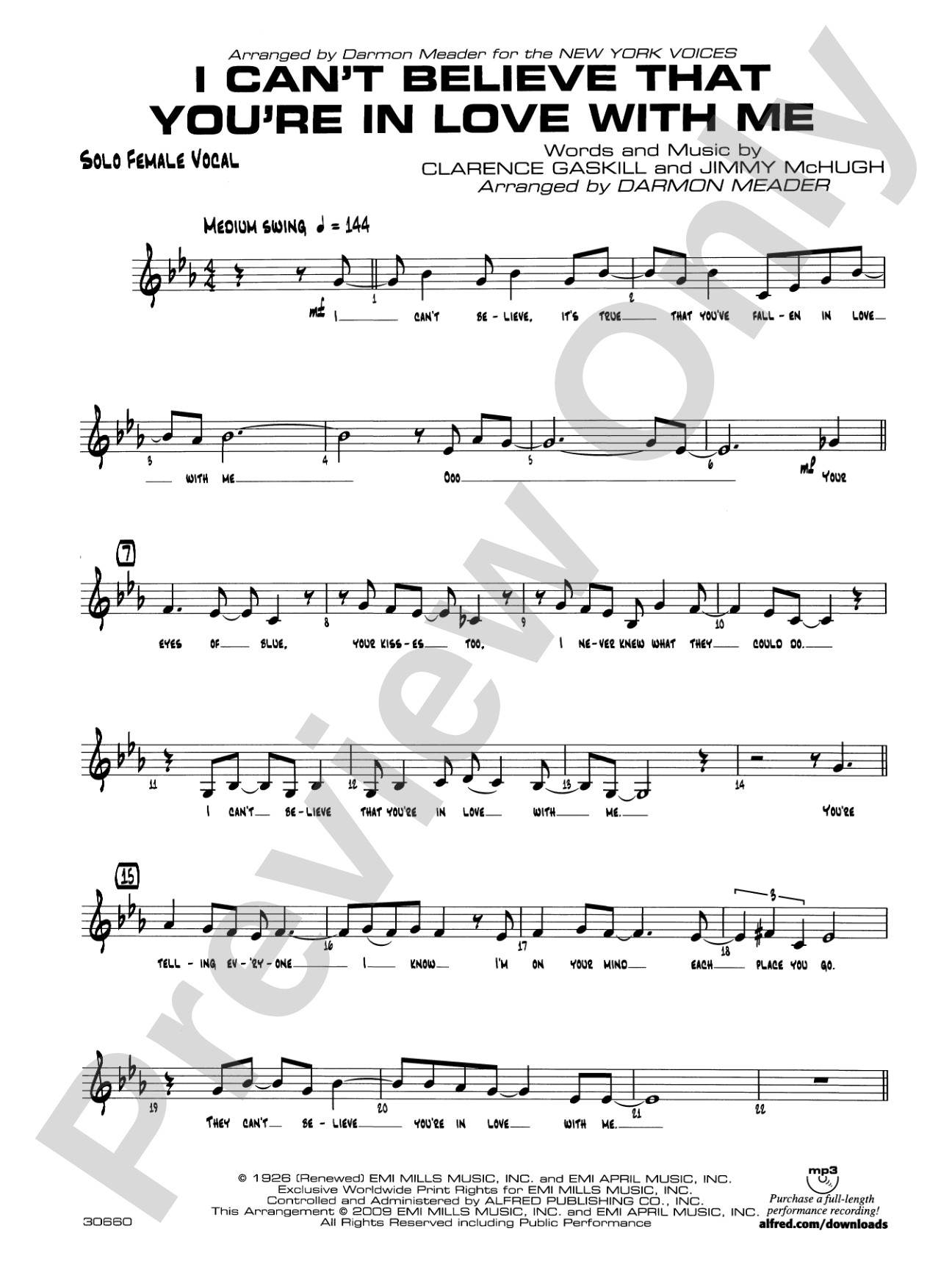 I Can't Believe That You're in Love with Me: Vocal Solo