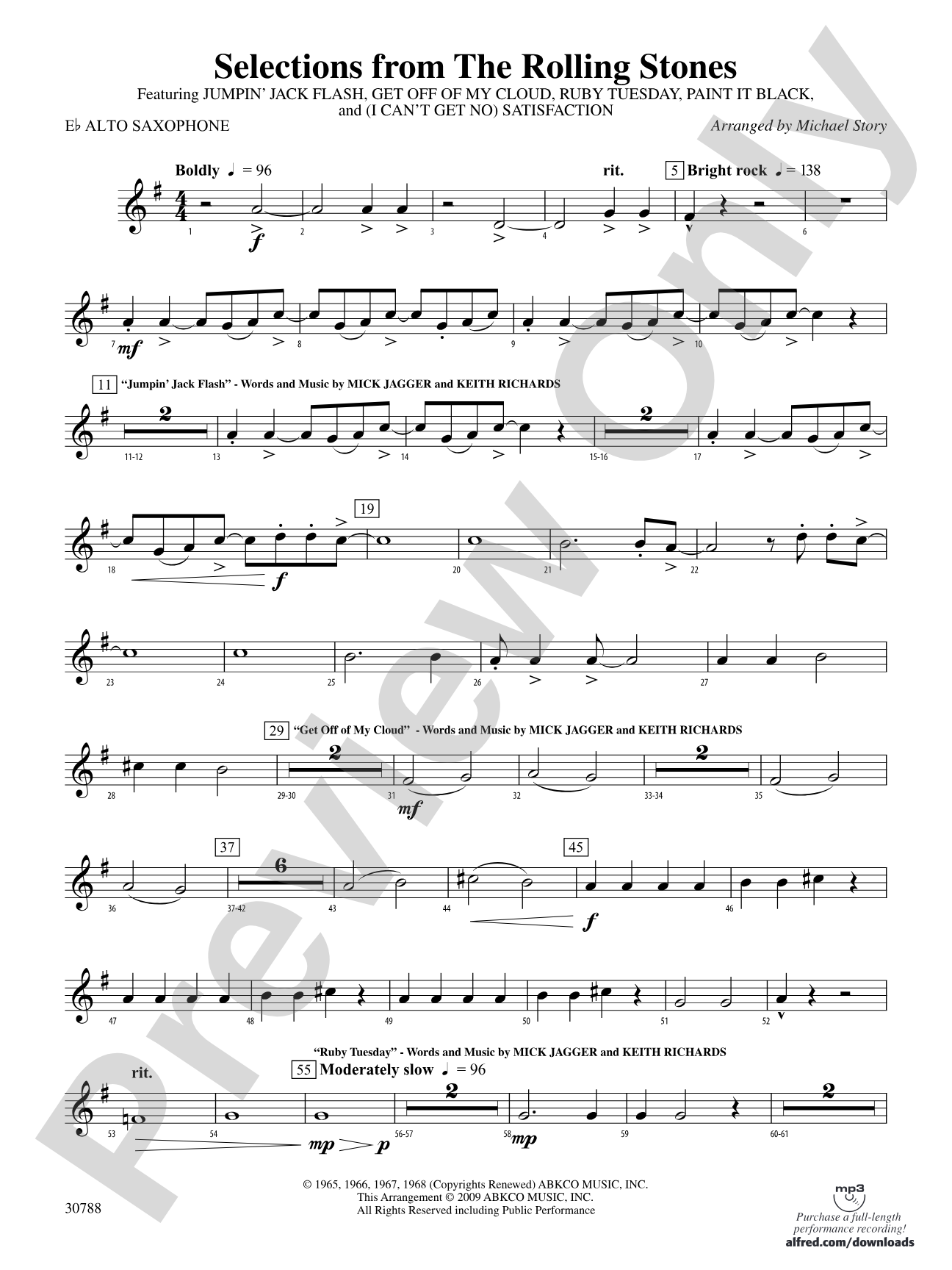Selections from The Rolling Stones: E-flat Alto Saxophone
