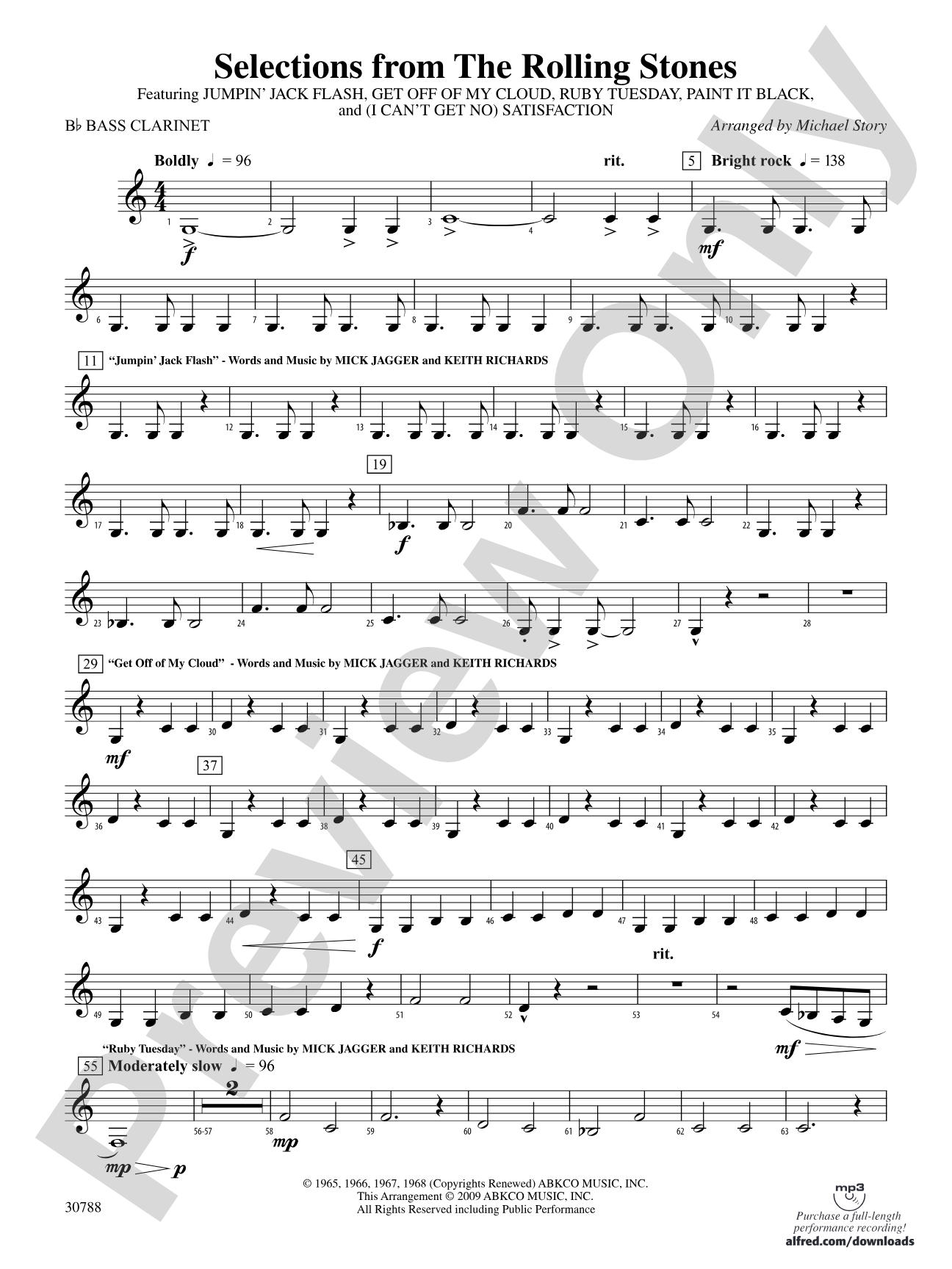 Selections from The Rolling Stones: B-flat Bass Clarinet