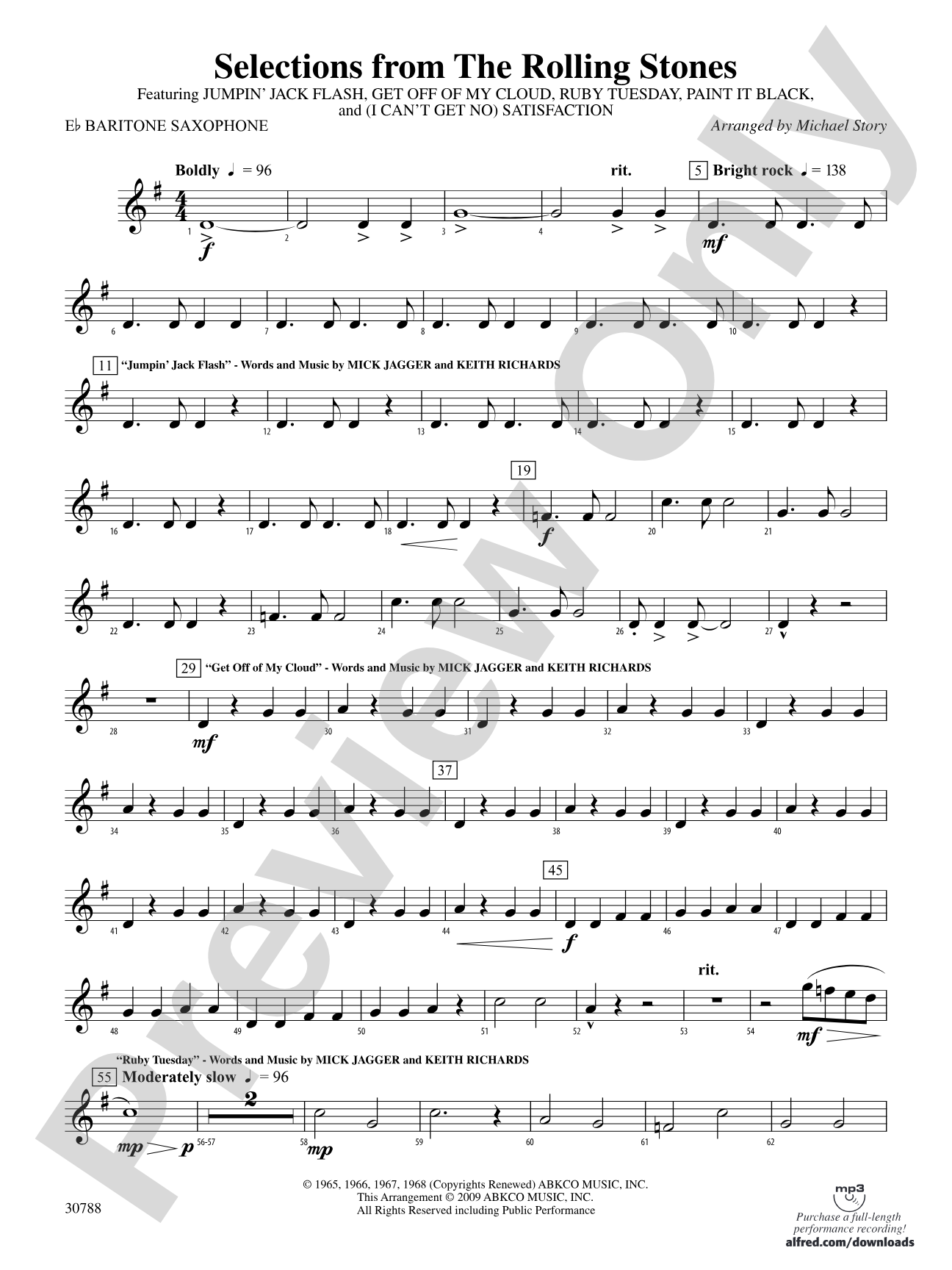 Selections from The Rolling Stones: E-flat Baritone Saxophone