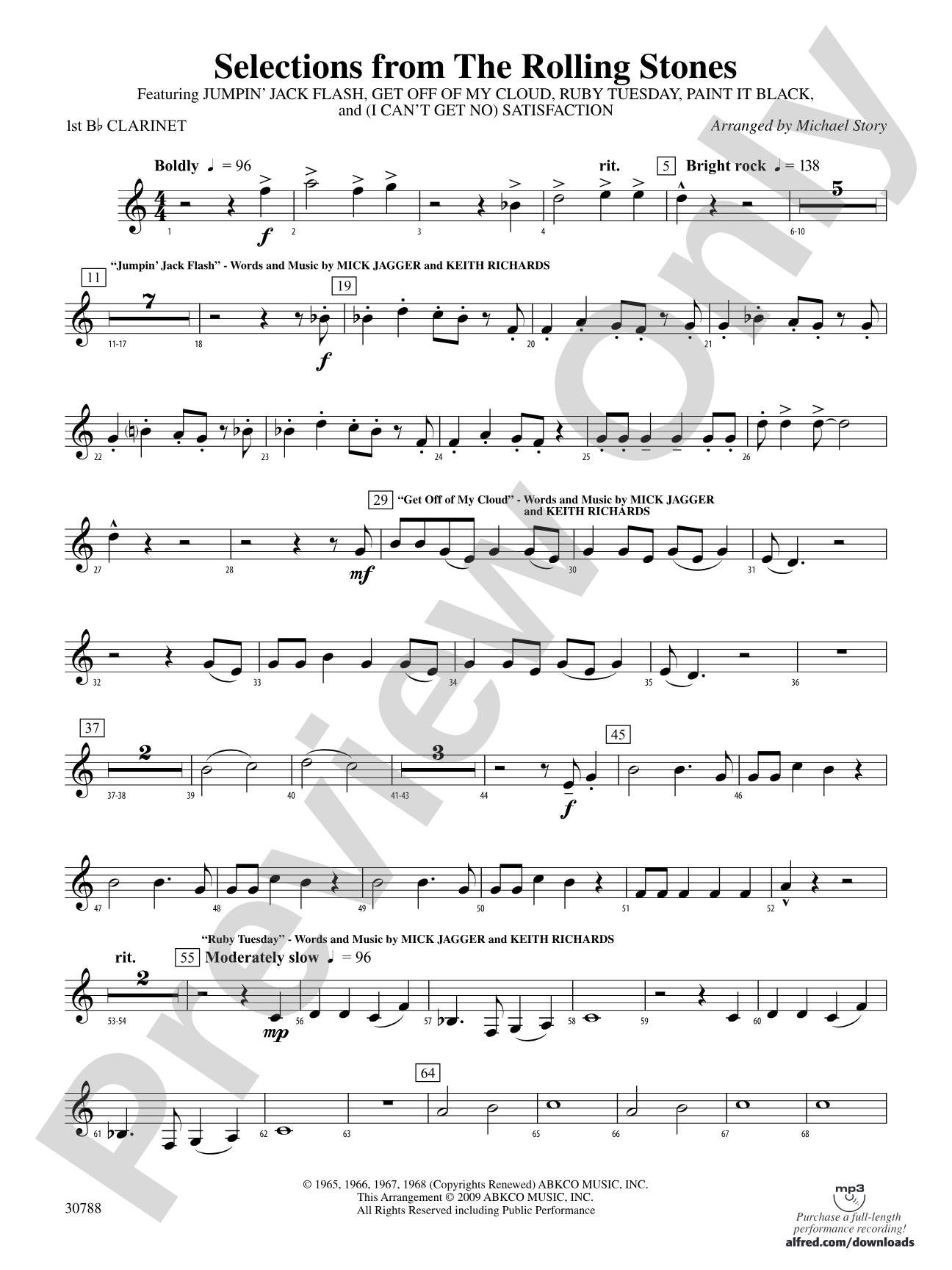 Selections from The Rolling Stones: 1st B-flat Clarinet