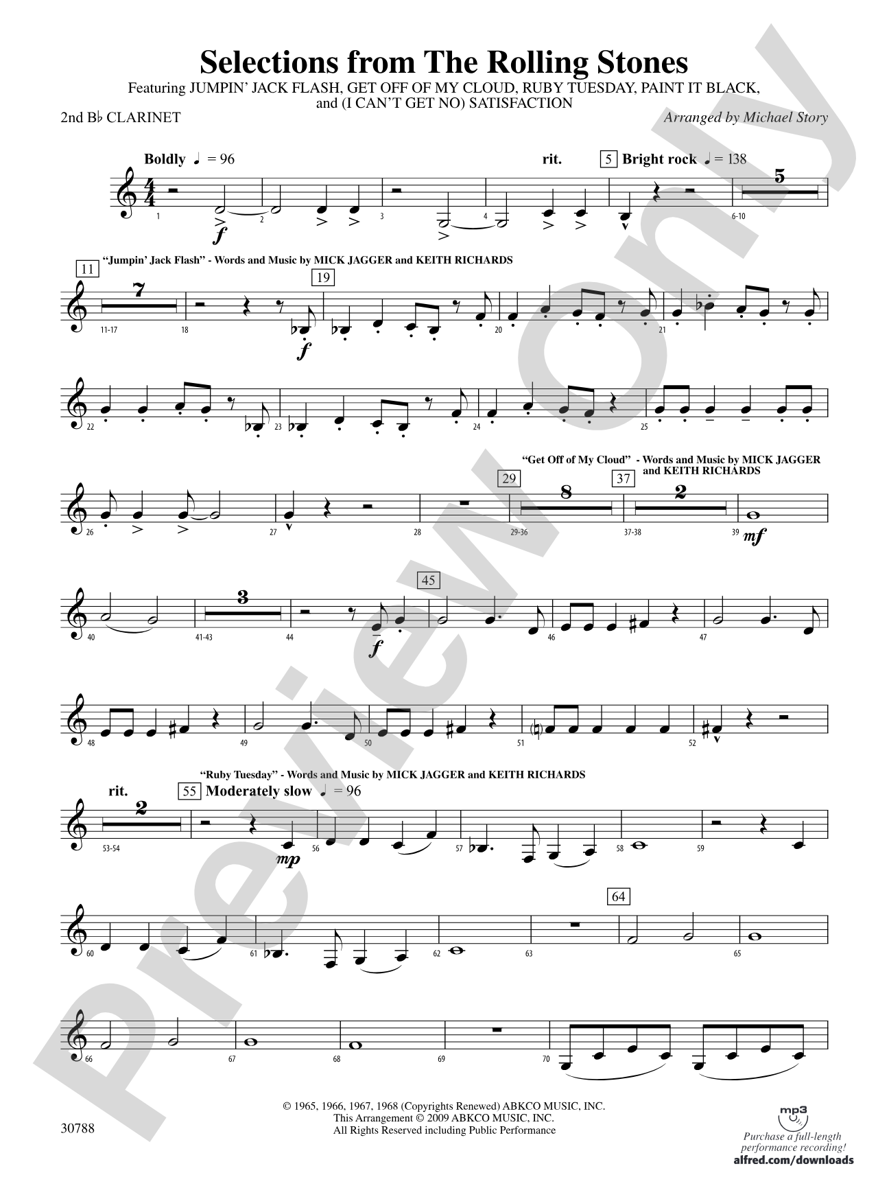 Selections from The Rolling Stones: 2nd B-flat Clarinet