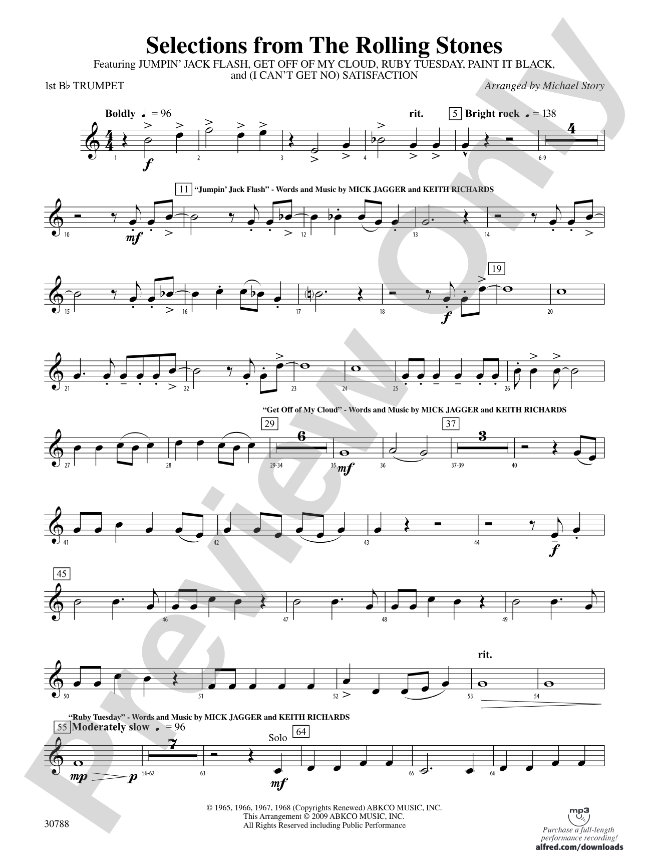 Selections from The Rolling Stones: 1st B-flat Trumpet