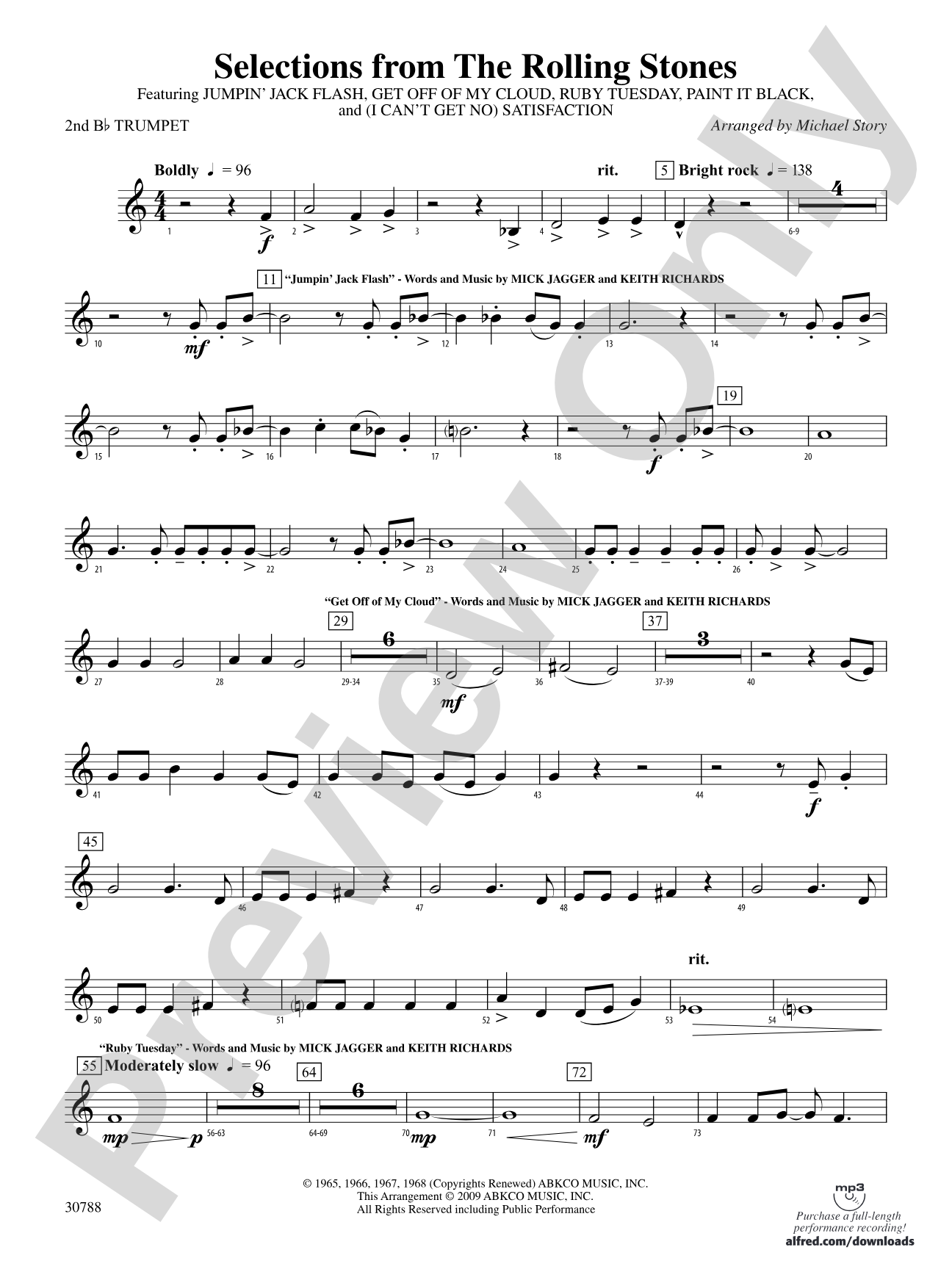 Selections from The Rolling Stones: 2nd B-flat Trumpet