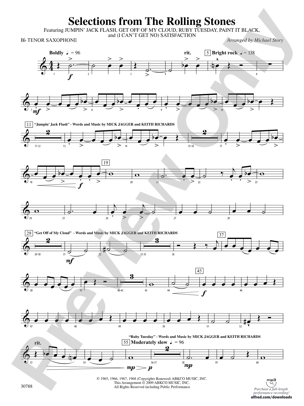 Selections from The Rolling Stones: B-flat Tenor Saxophone