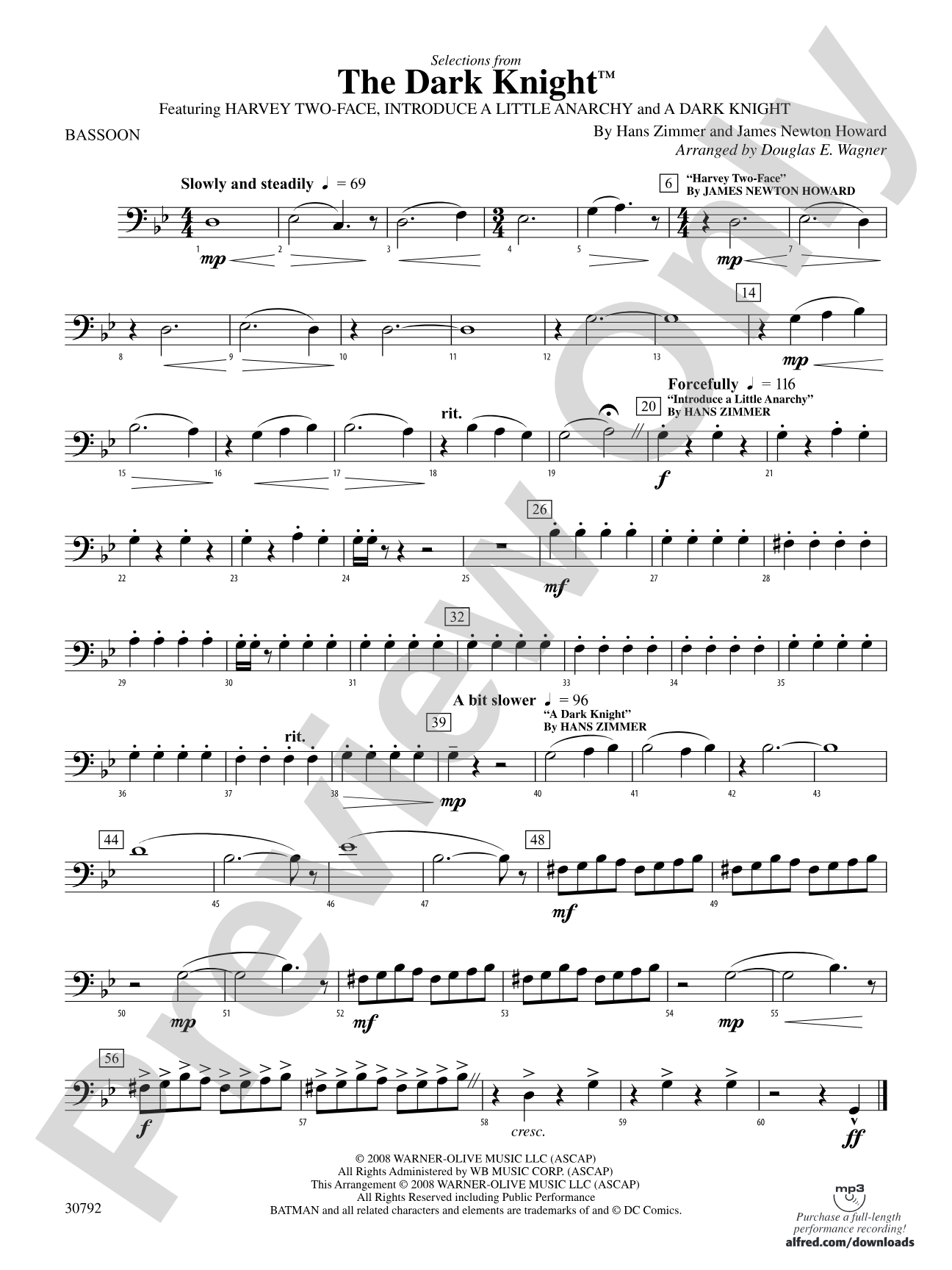 The Dark Knight, Selections from: Bassoon