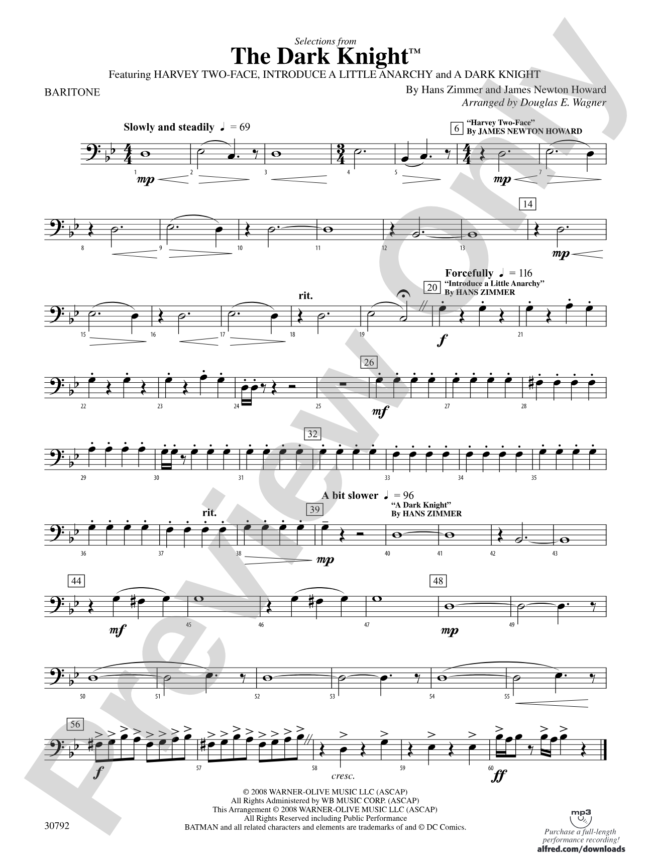 The Dark Knight, Selections from: Baritone B.C.