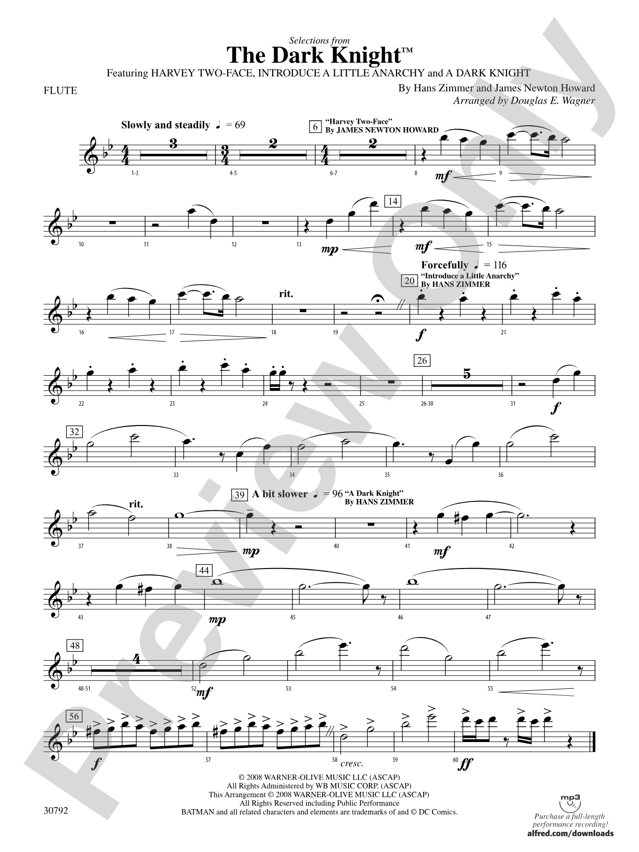 The Dark Knight, Selections from: Flute