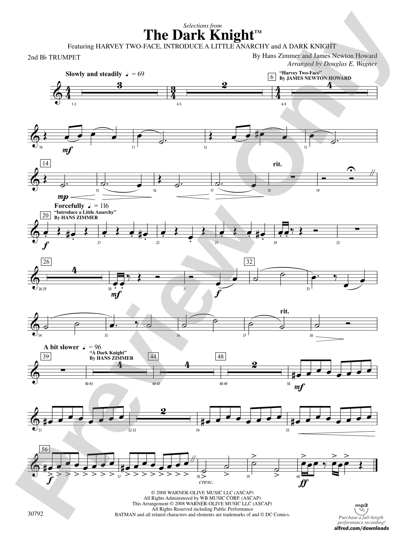 The Dark Knight, Selections from: 2nd B-flat Trumpet