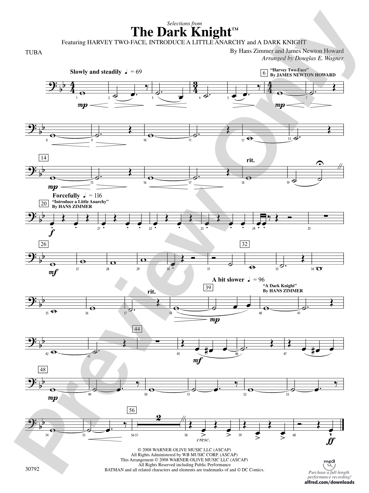 The Dark Knight, Selections from: Tuba