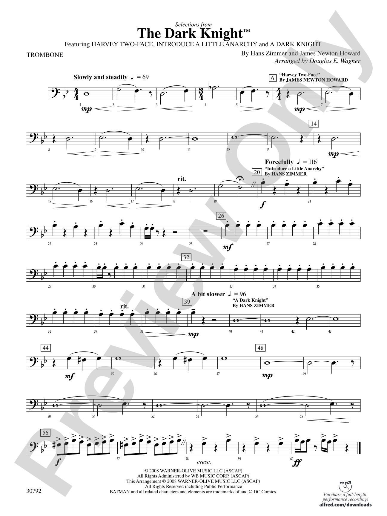 The Dark Knight, Selections from: 1st Trombone