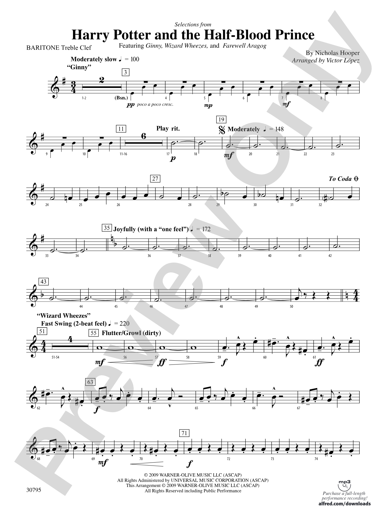 Harry Potter and the Half-Blood Prince, Selections from: Baritone T.C.