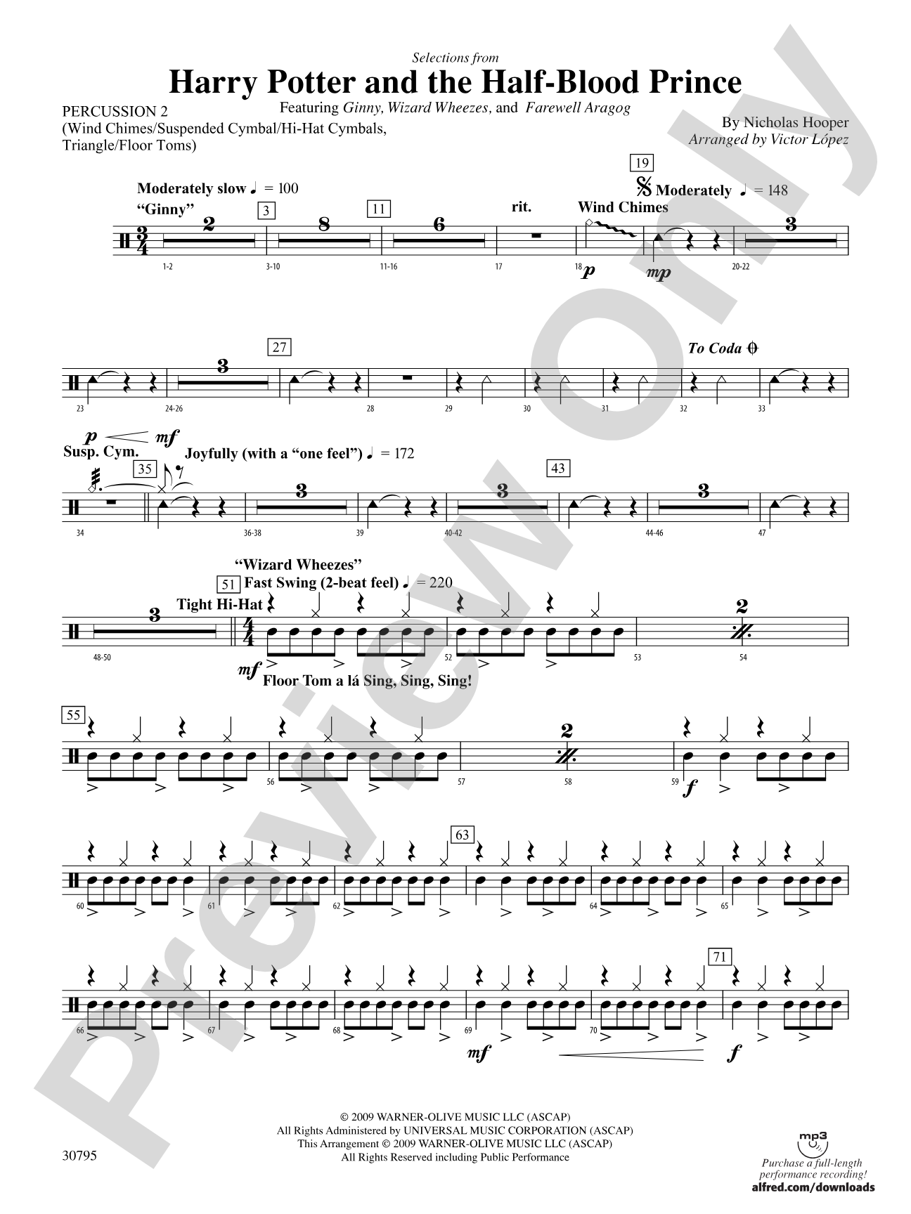 Harry Potter and the Half-Blood Prince, Selections from: 2nd Percussion