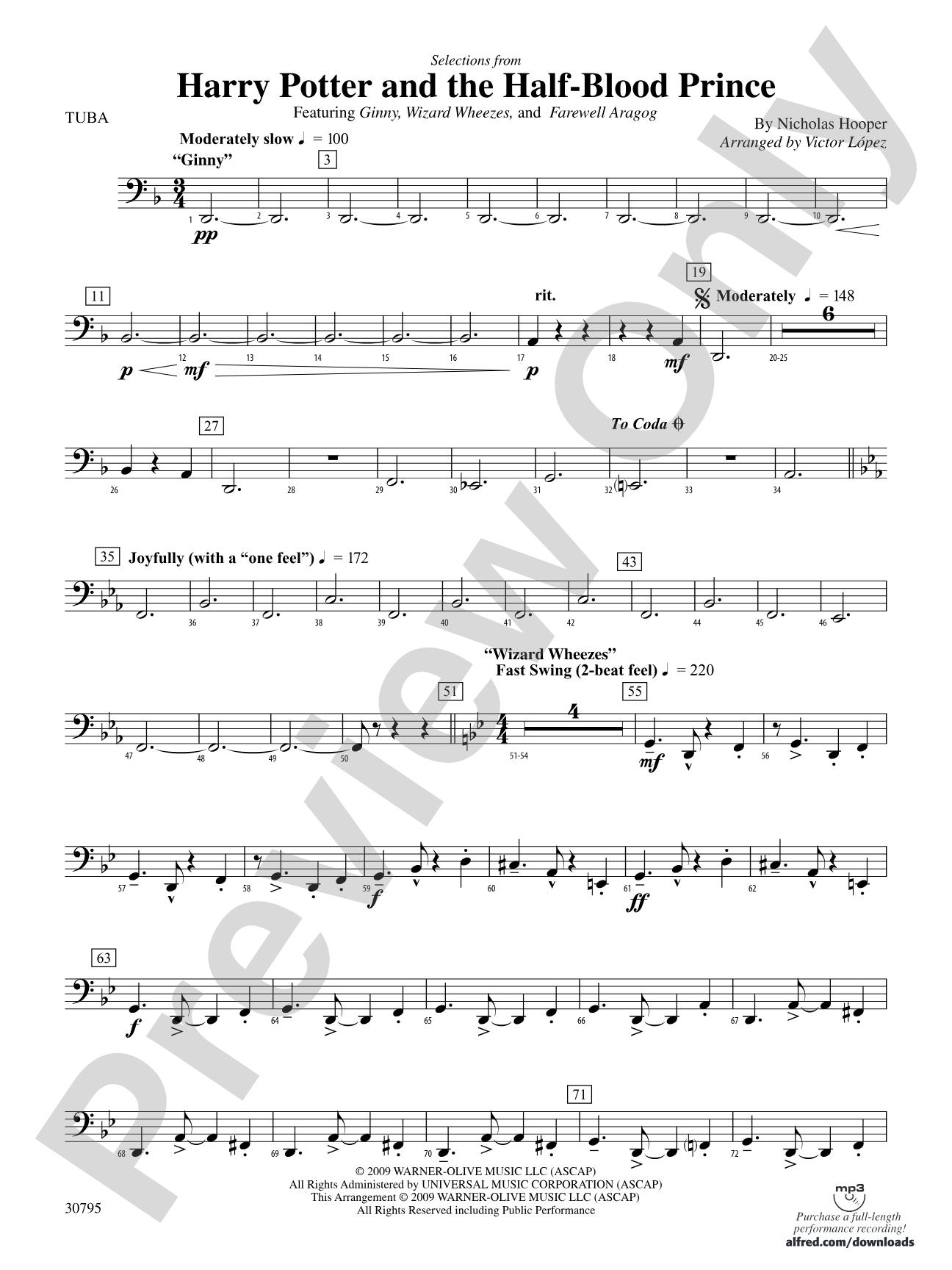 Harry Potter and the Half-Blood Prince, Selections from: Tuba