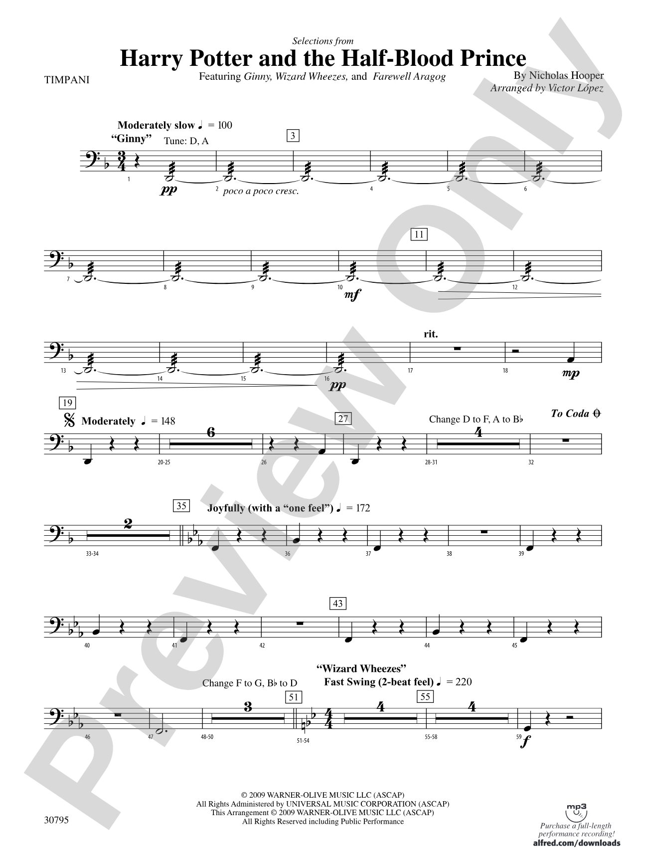 Harry Potter and the Half-Blood Prince, Selections from: Timpani