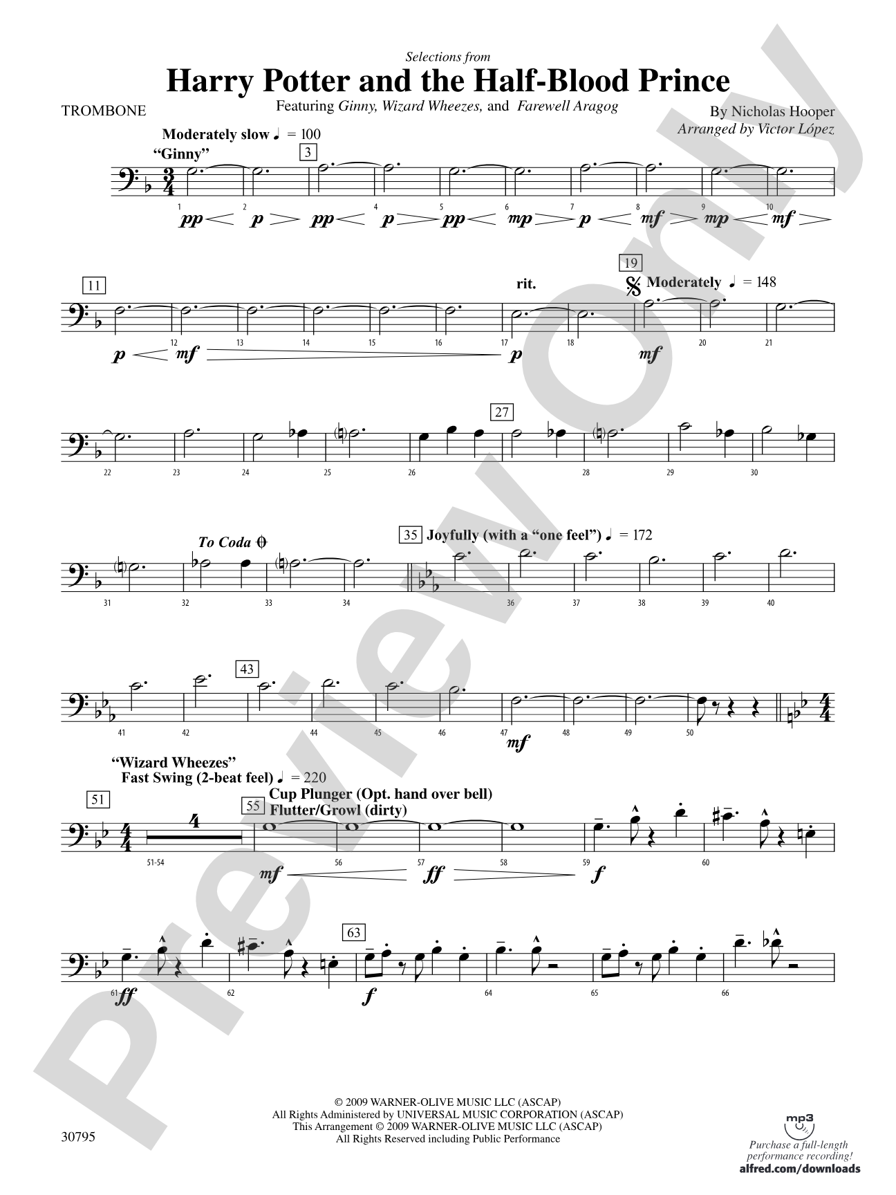 Harry Potter and the Half-Blood Prince, Selections from: 1st Trombone