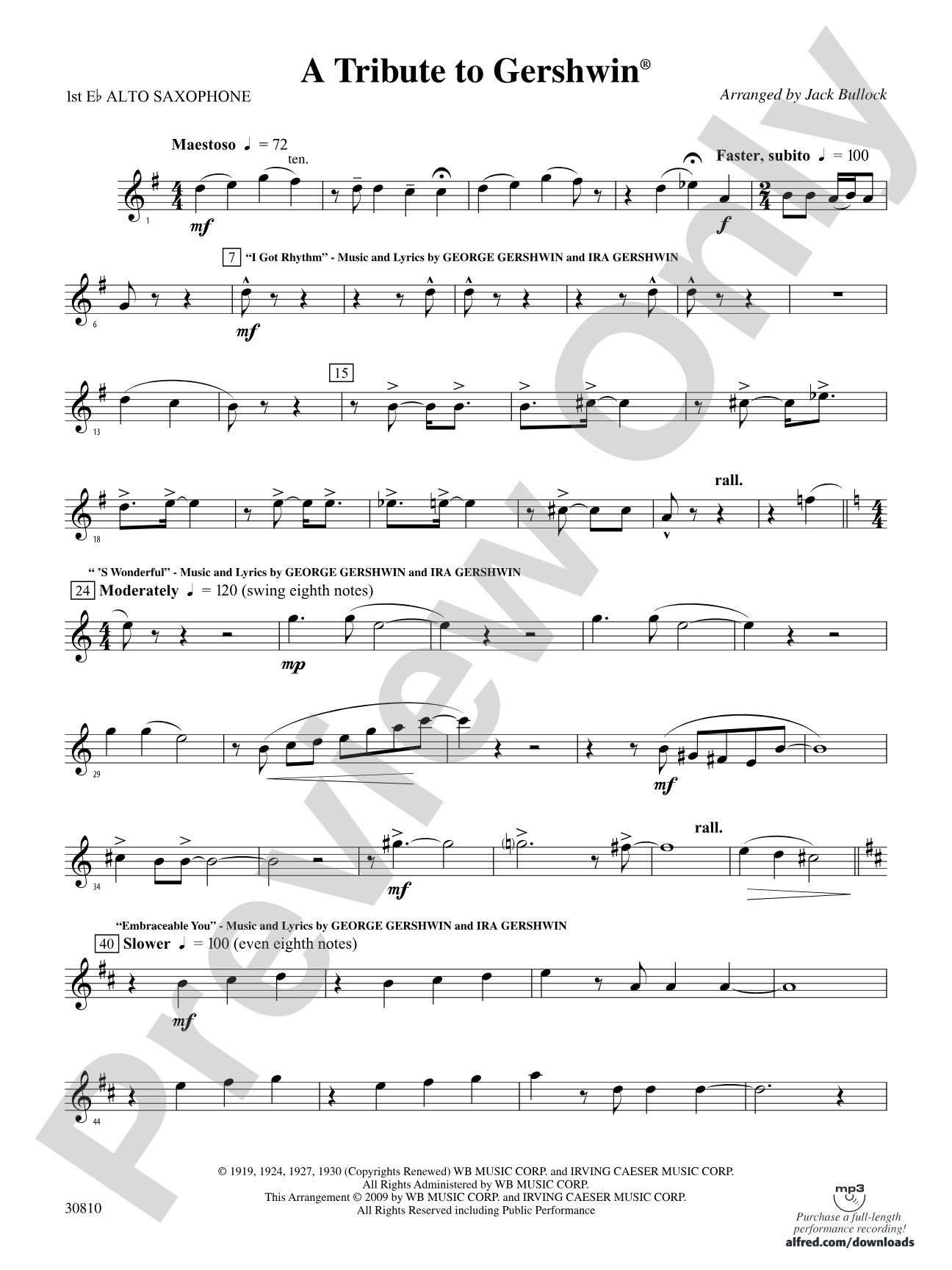 A Tribute to Gershwin: E-flat Alto Saxophone
