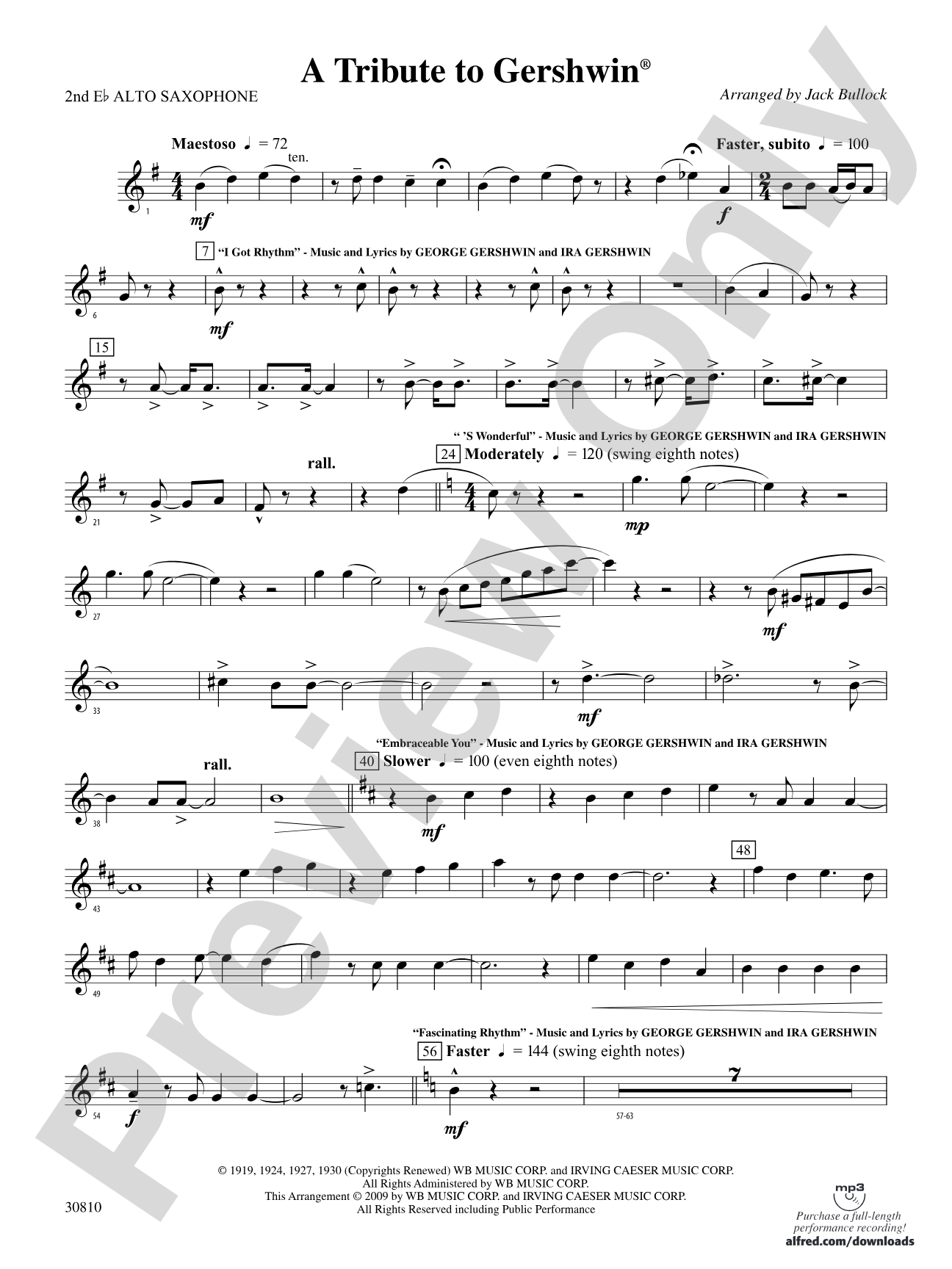 A Tribute to Gershwin: 2nd E-flat Alto Saxophone