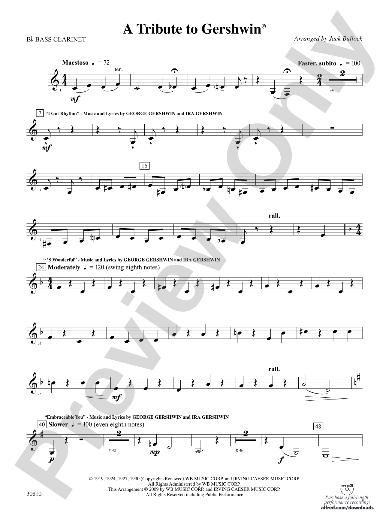 A Tribute to Gershwin: B-flat Bass Clarinet