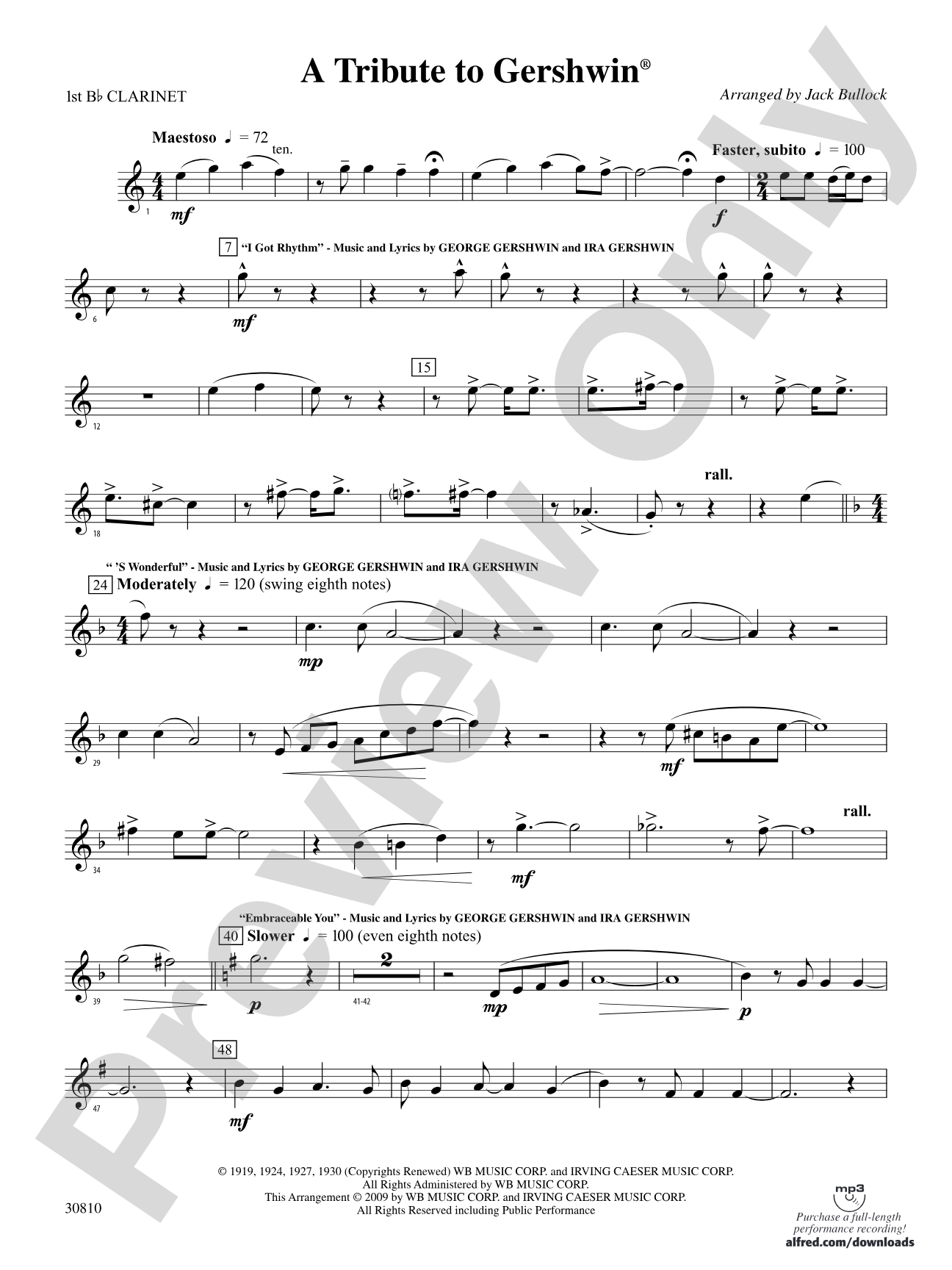 A Tribute to Gershwin: 1st B-flat Clarinet