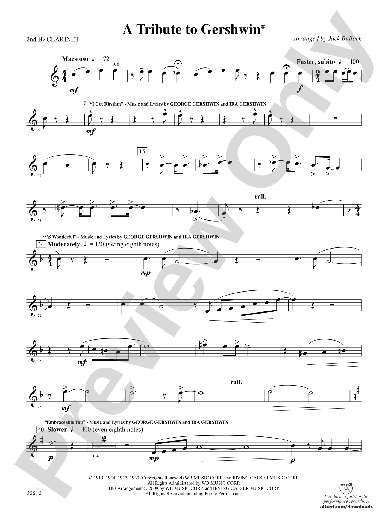 A Tribute to Gershwin: 2nd B-flat Clarinet