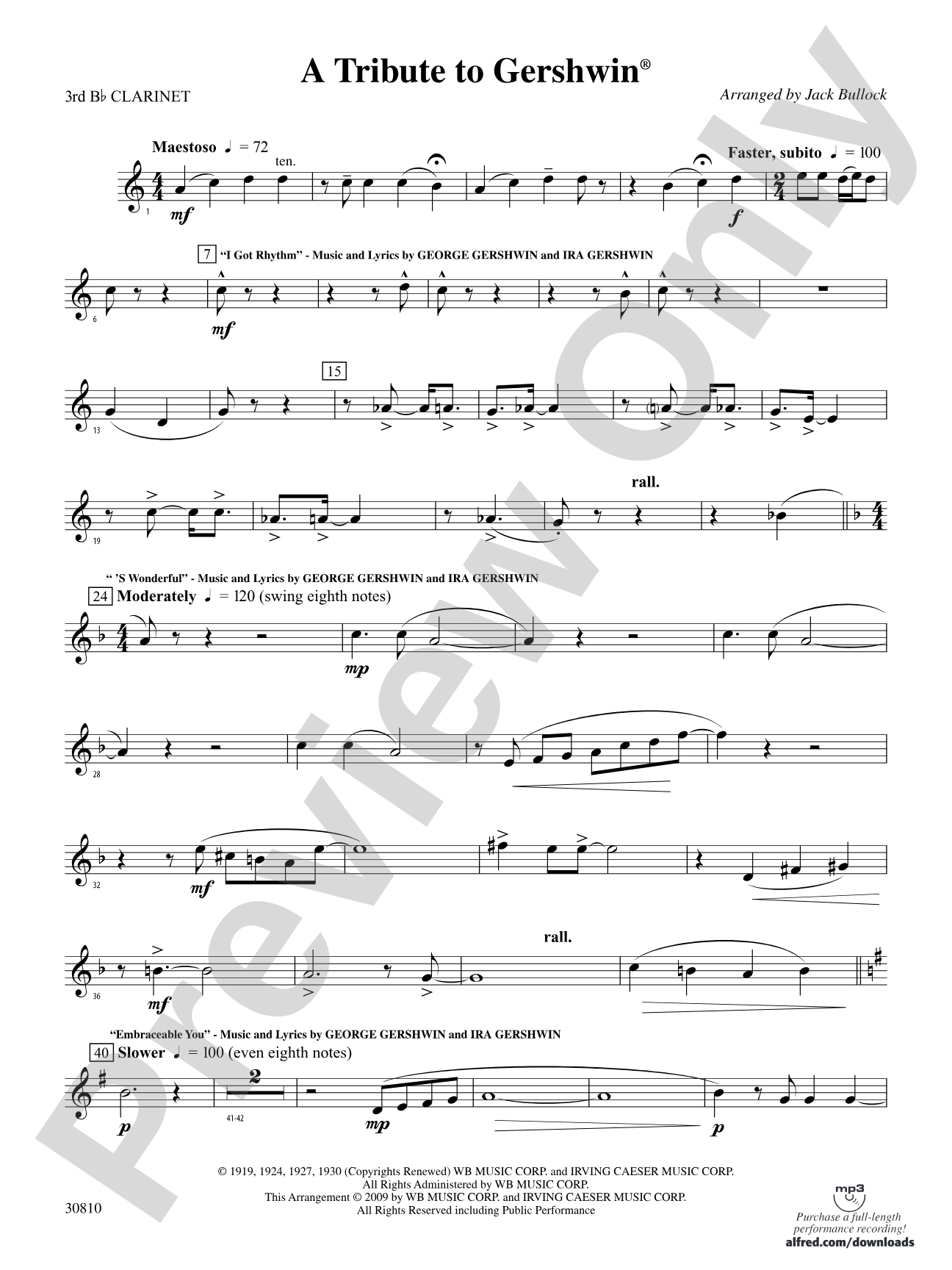 A Tribute to Gershwin: 3rd B-flat Clarinet