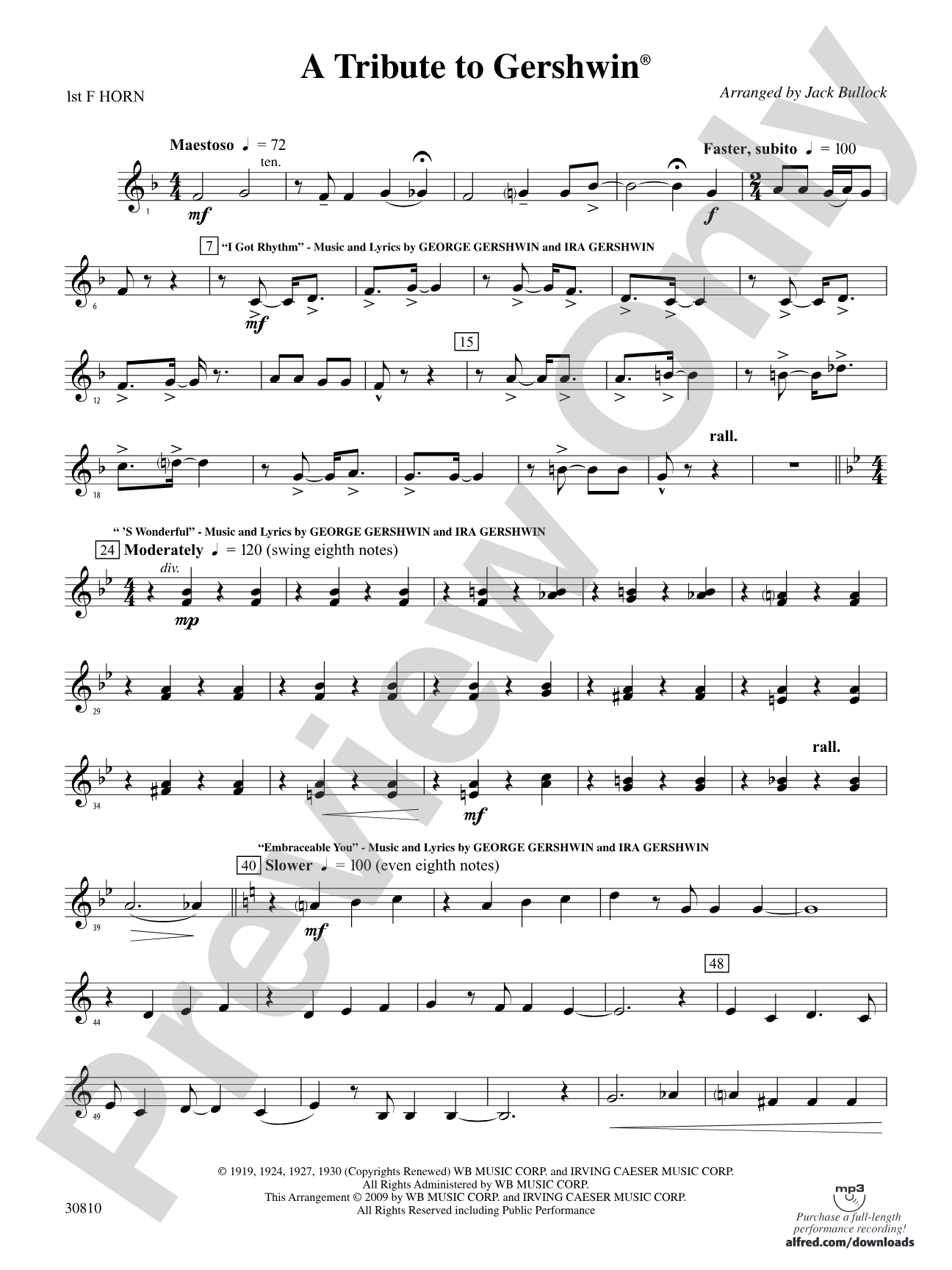 A Tribute to Gershwin: 1st F Horn