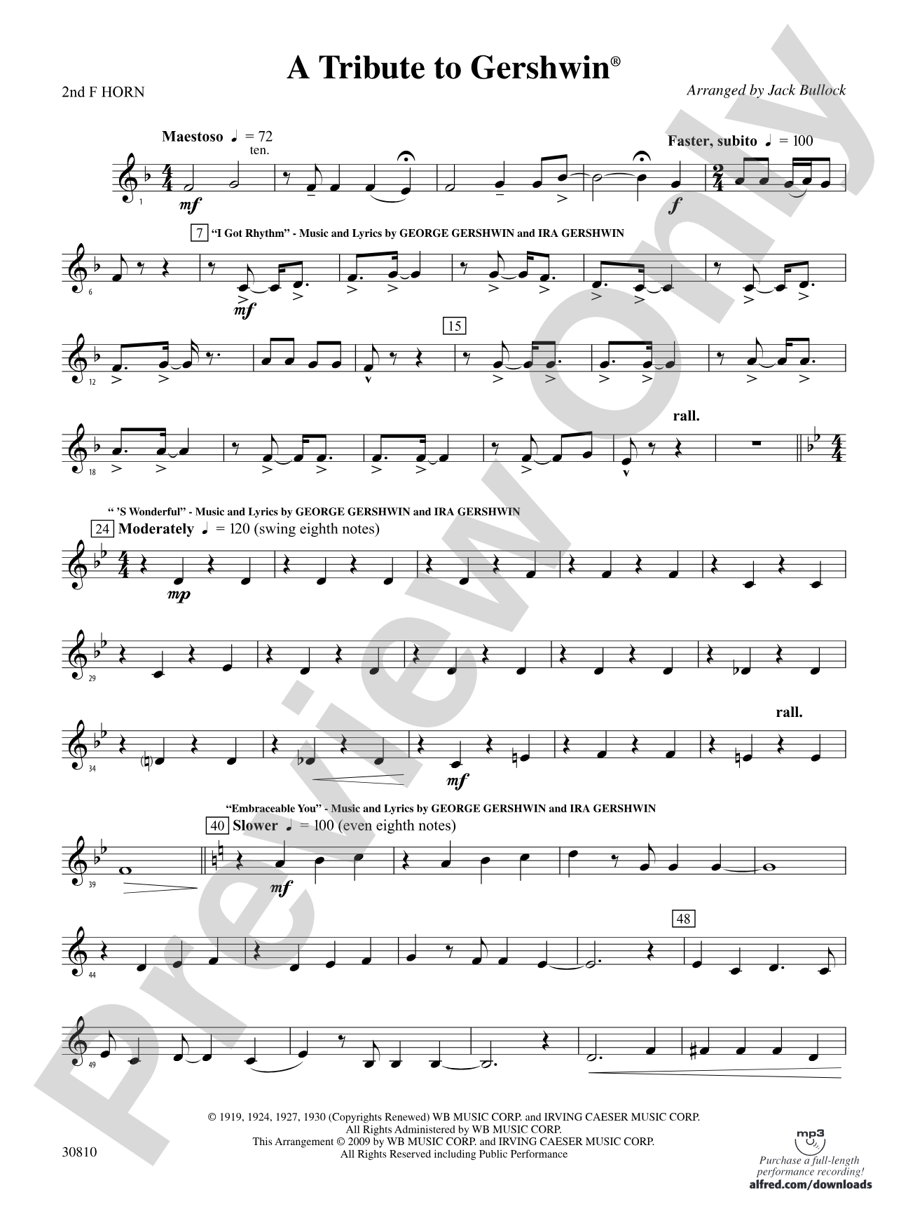 A Tribute to Gershwin: 2nd F Horn