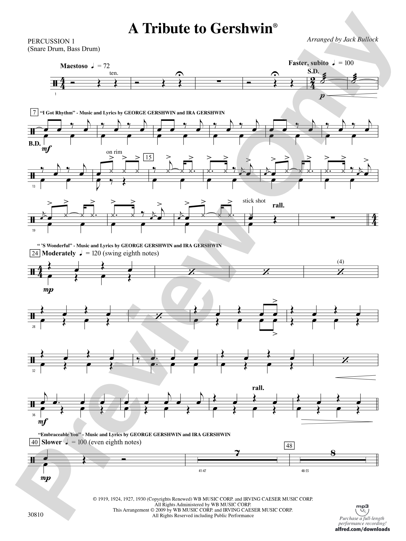 A Tribute to Gershwin: 1st Percussion
