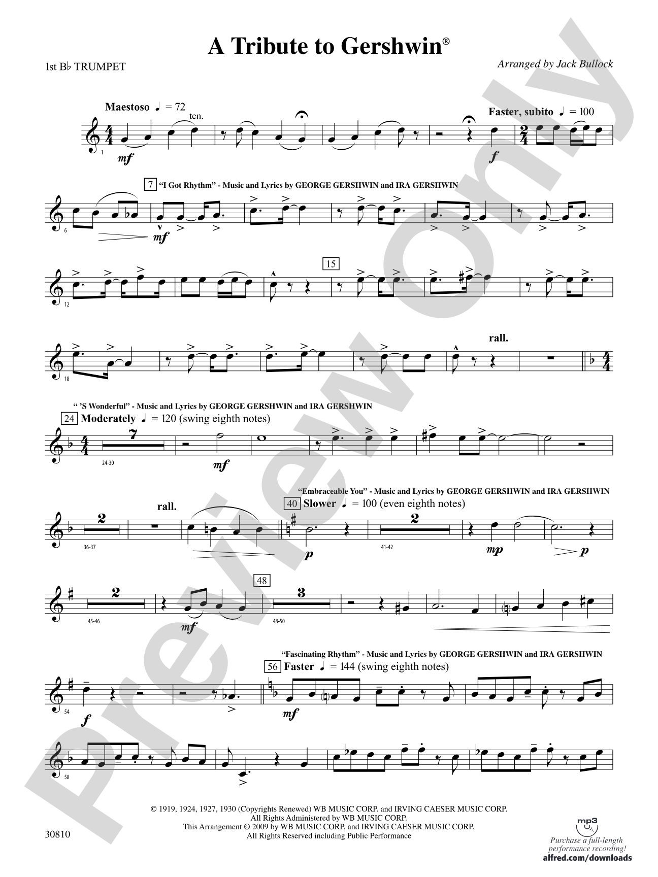 A Tribute to Gershwin: 1st B-flat Trumpet
