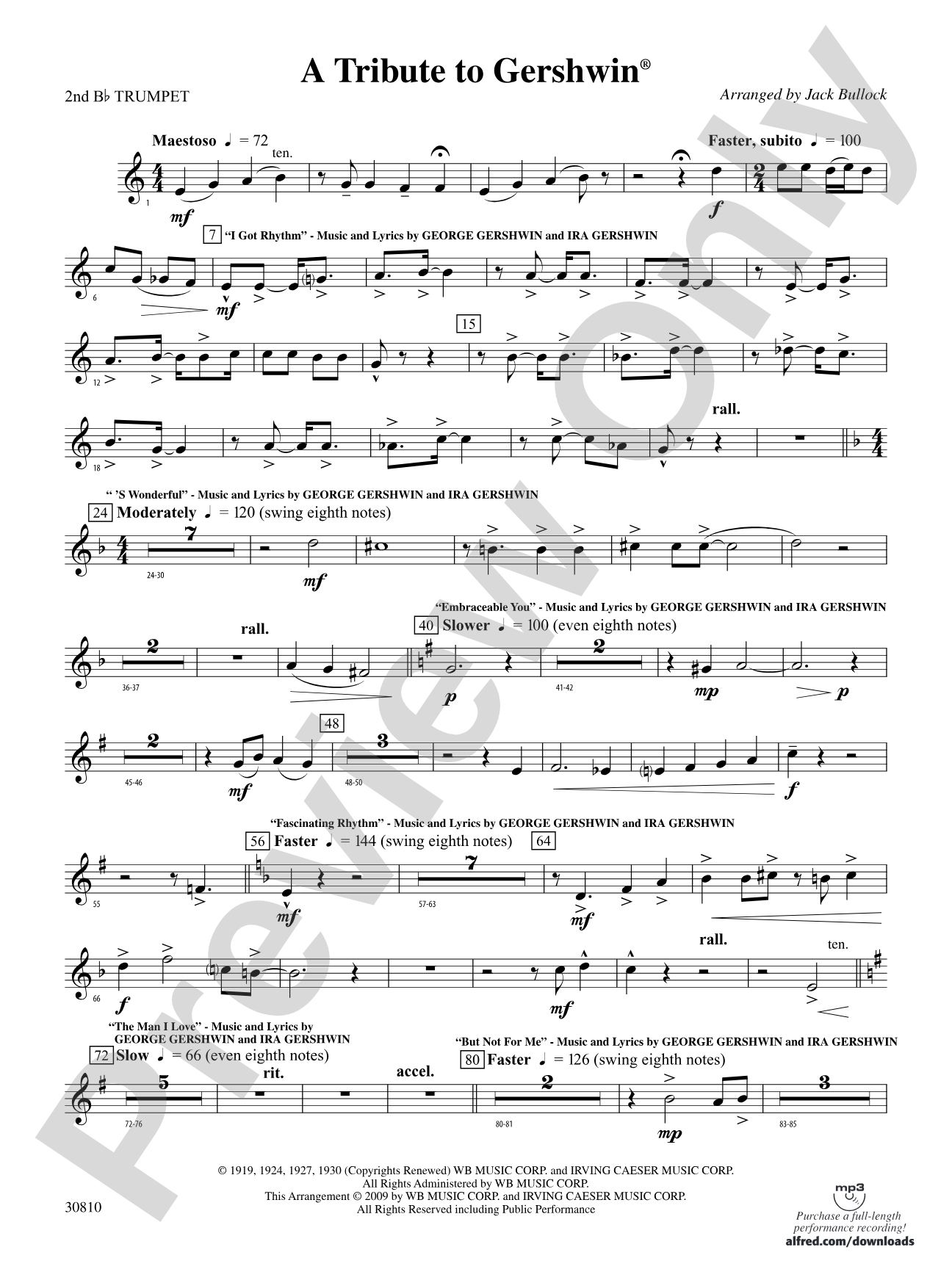 A Tribute to Gershwin: 2nd B-flat Trumpet