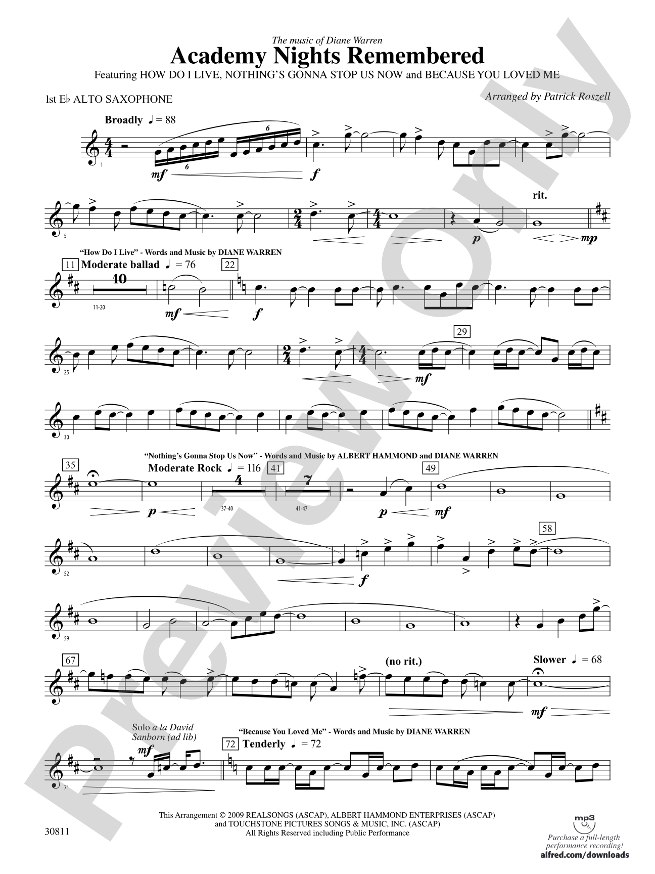 Academy Nights Remembered (The Music of Diane Warren): E-flat Alto Saxophone