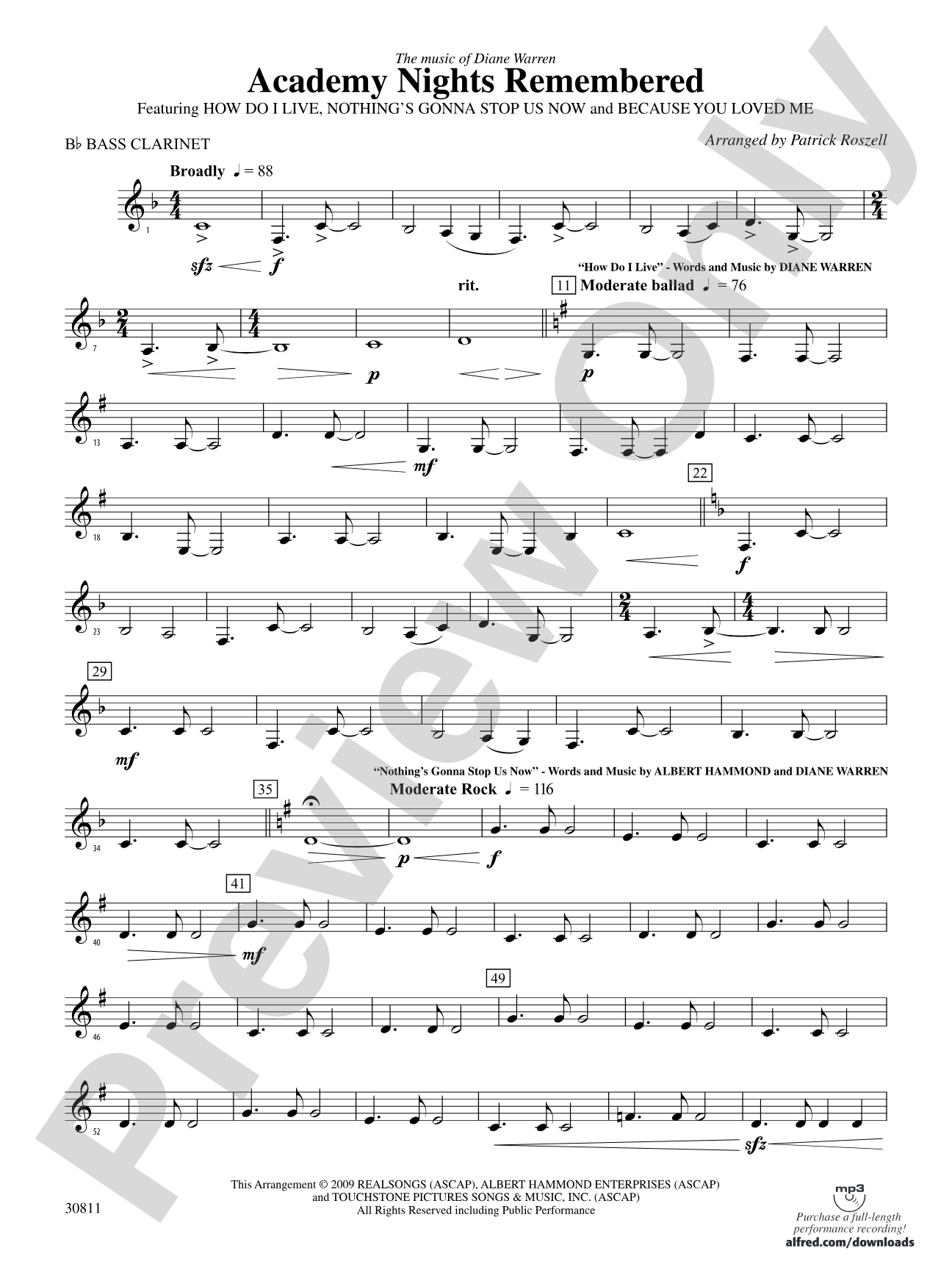 Academy Nights Remembered (The Music of Diane Warren): B-flat Bass Clarinet