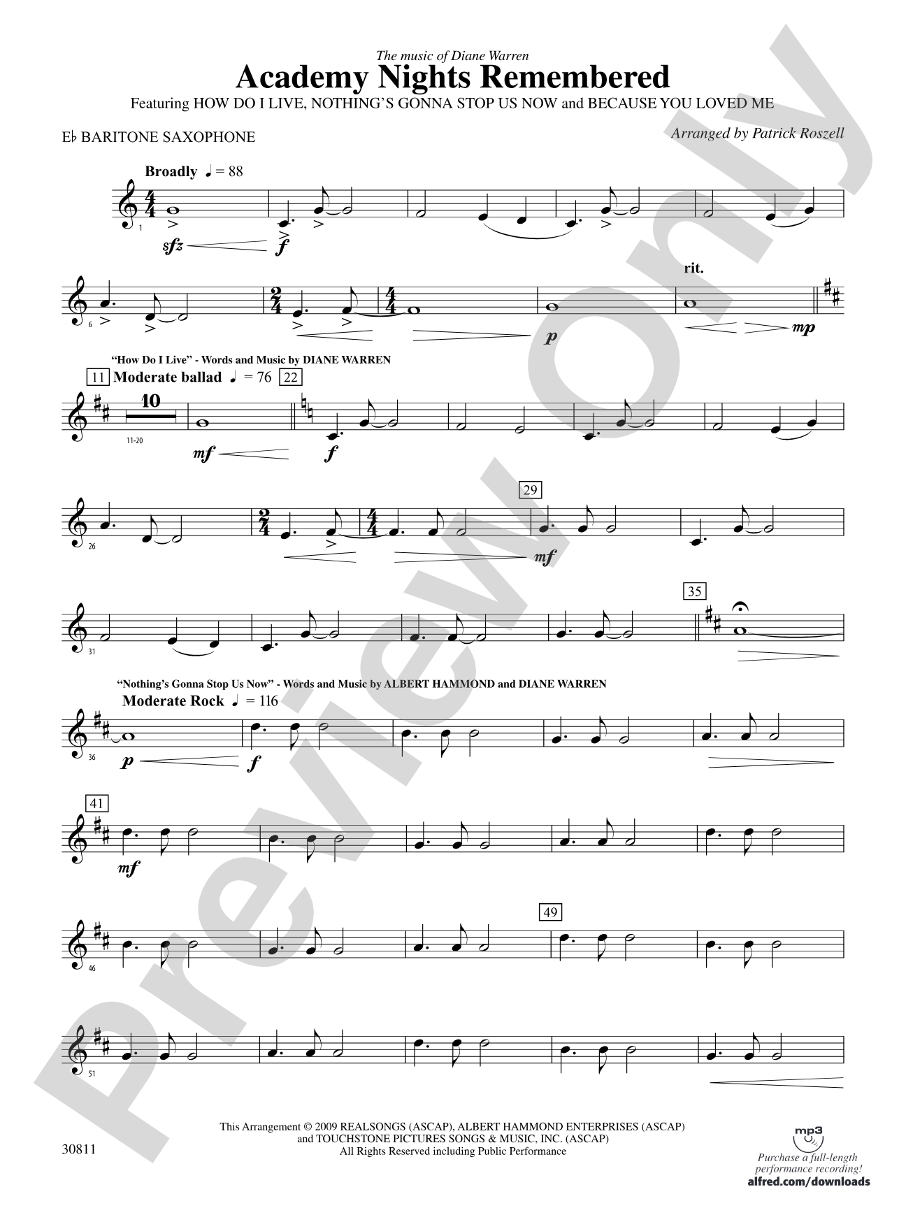 Academy Nights Remembered (The Music of Diane Warren): E-flat Baritone Saxophone