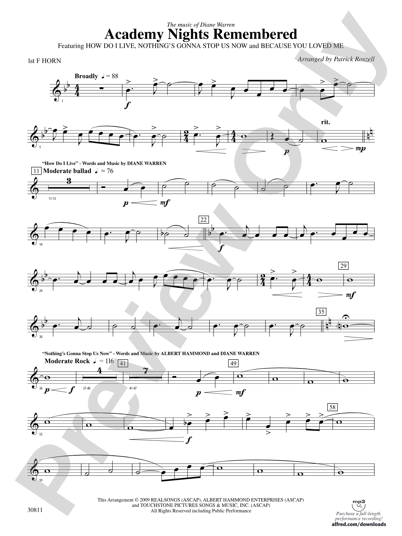 Academy Nights Remembered (The Music of Diane Warren): 1st F Horn