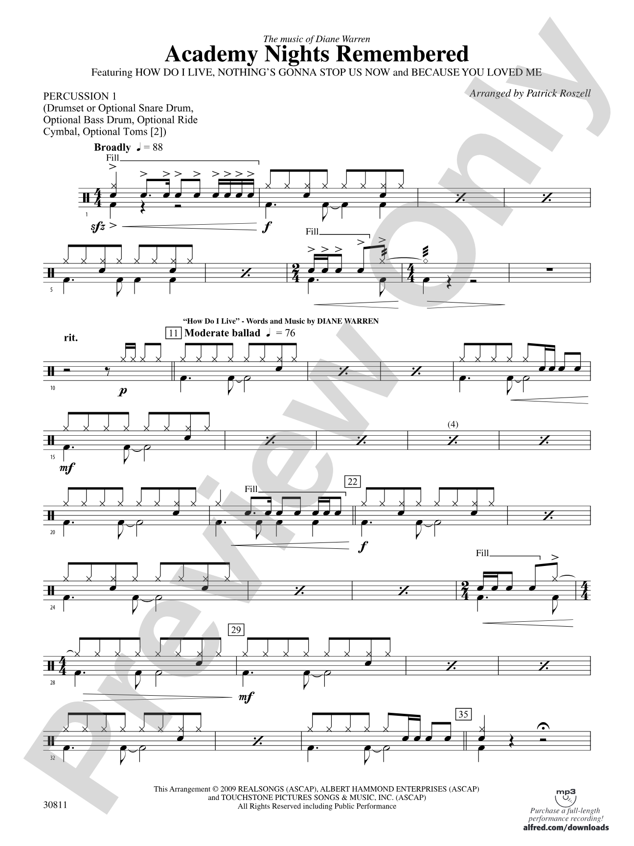 Academy Nights Remembered (The Music of Diane Warren): 1st Percussion