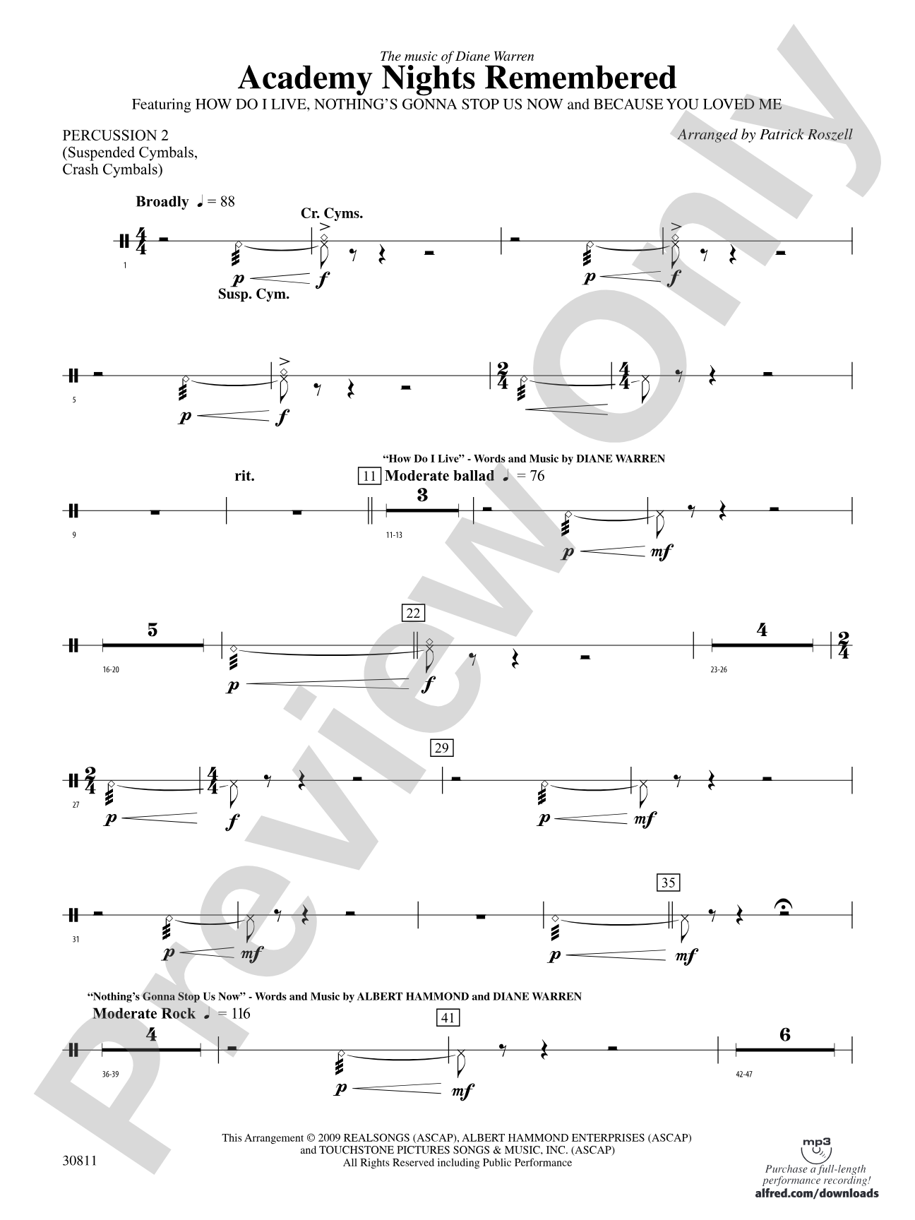 Academy Nights Remembered (The Music of Diane Warren): 2nd Percussion
